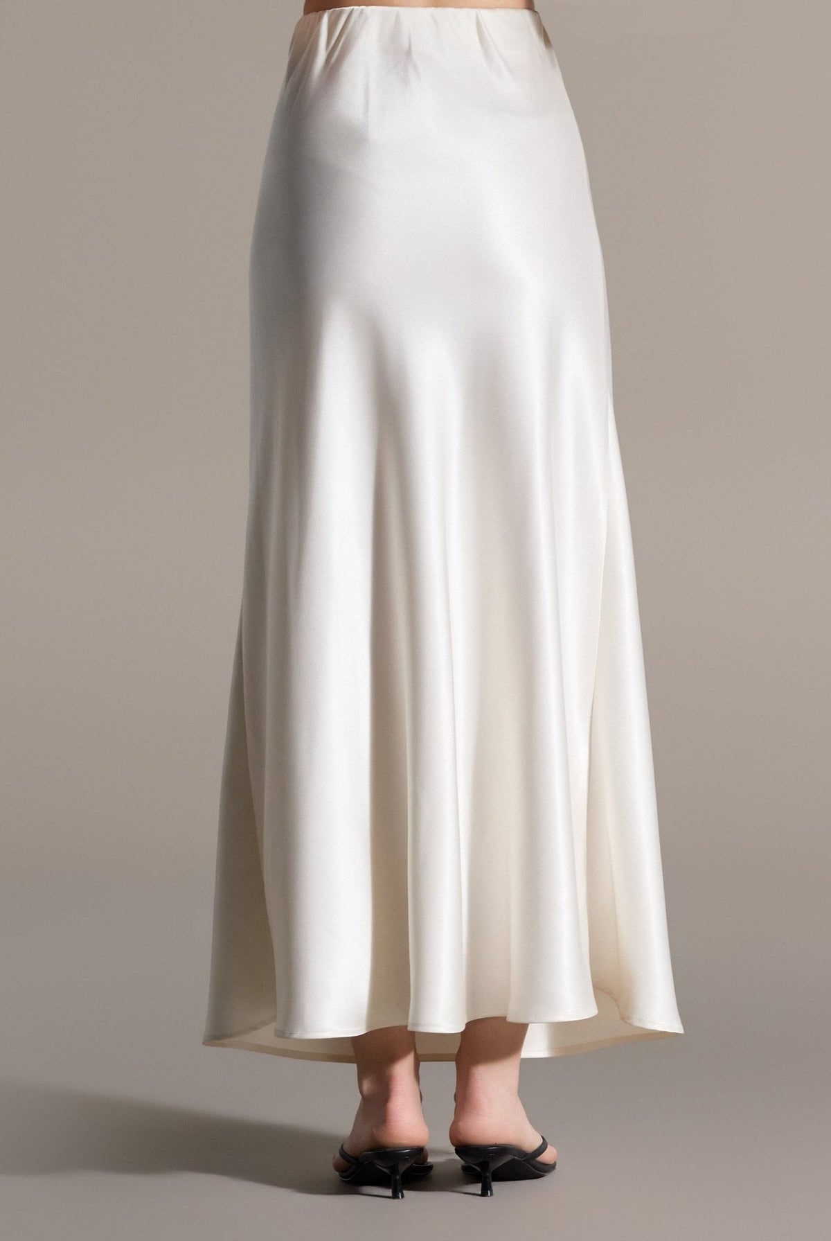 Flared Satin Maxi Skirt - shopaleena