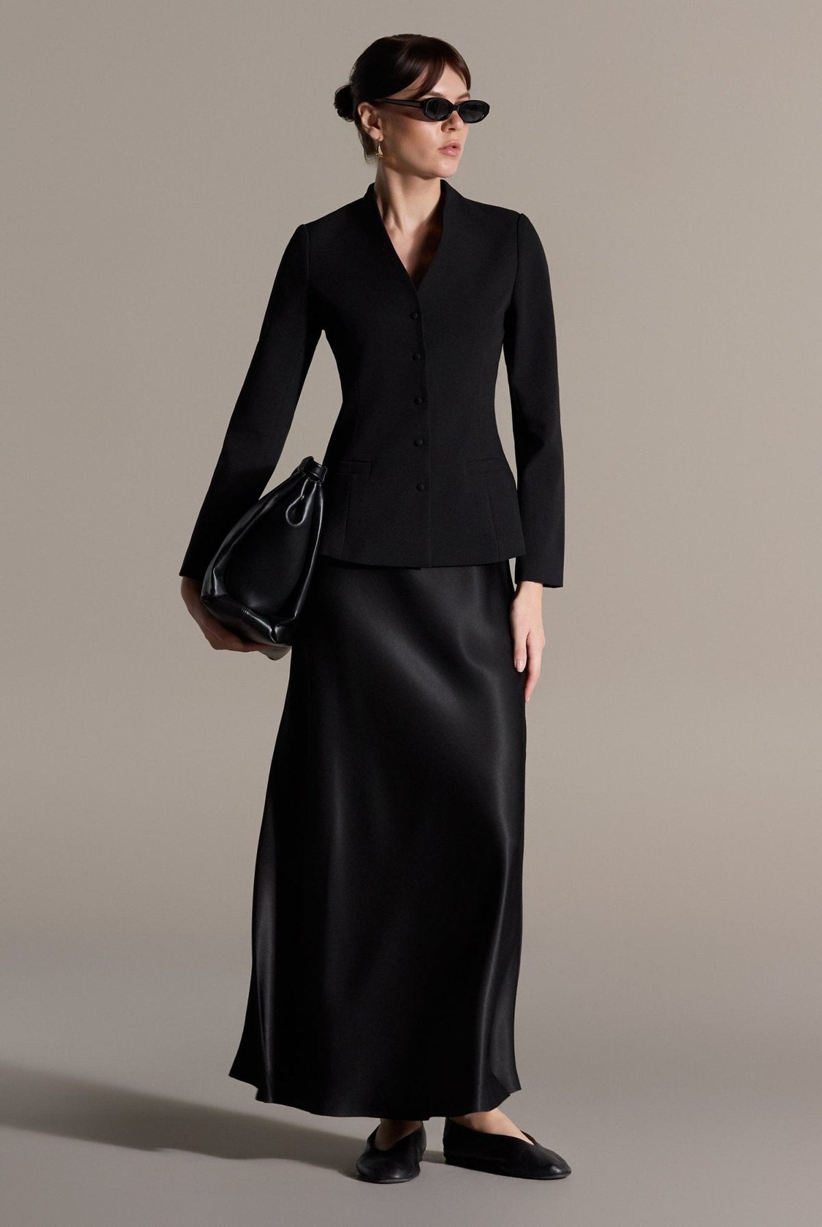 Flared Satin Maxi Skirt - shopaleena