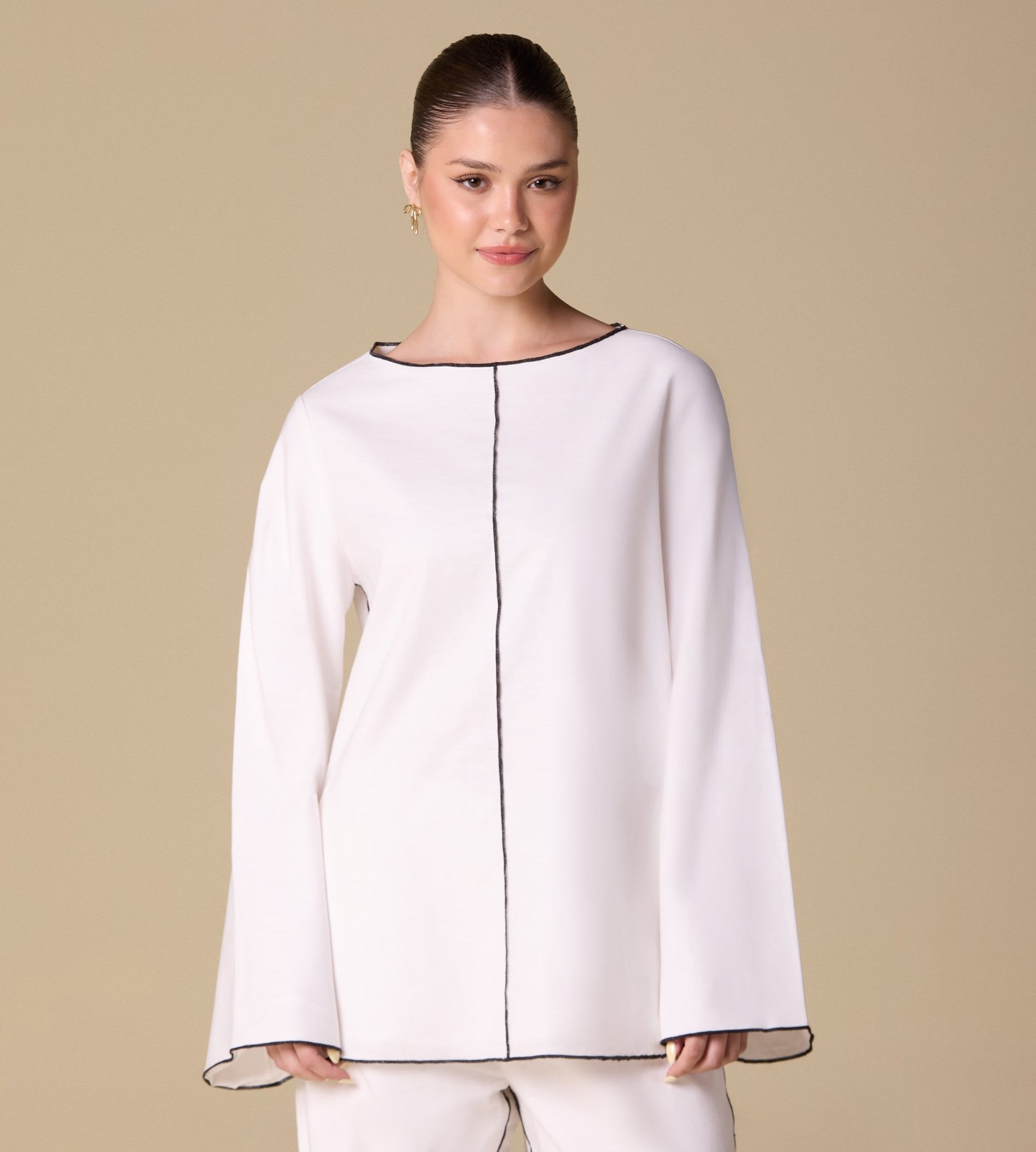 Flared Sleeve Linen Top - shopaleena