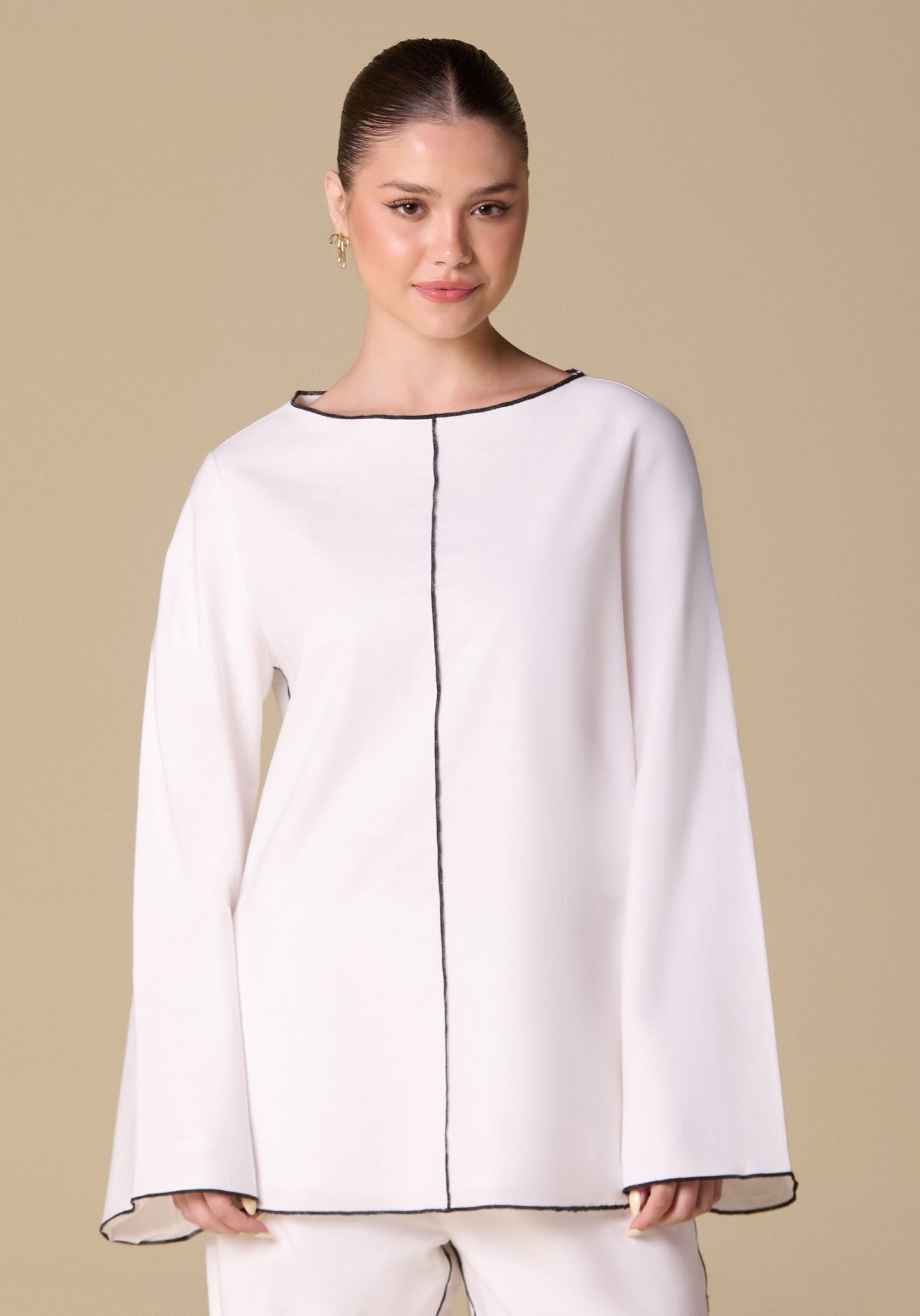 Flared Sleeve Linen Top - shopaleena