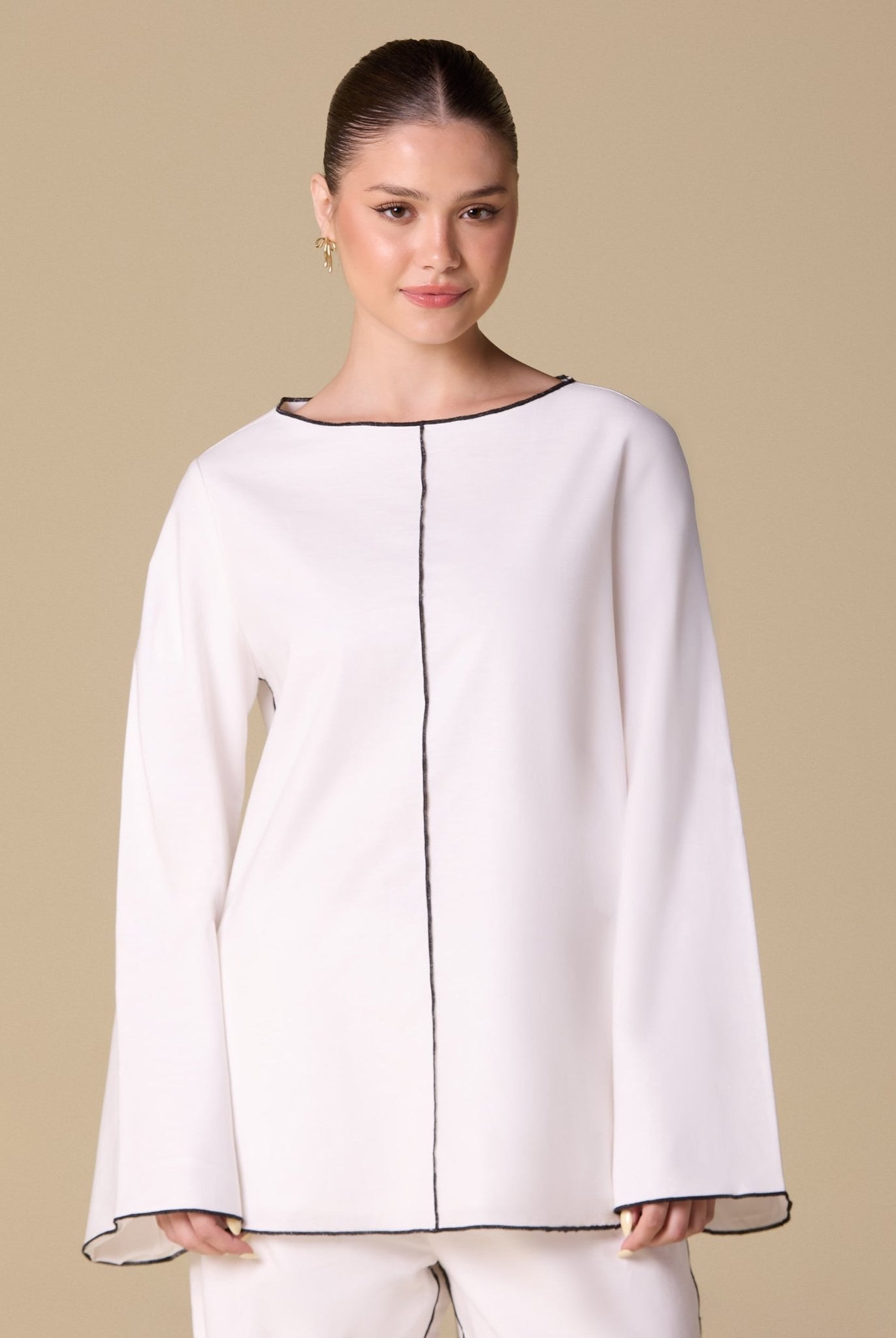 Flared Sleeve Linen Top - shopaleena