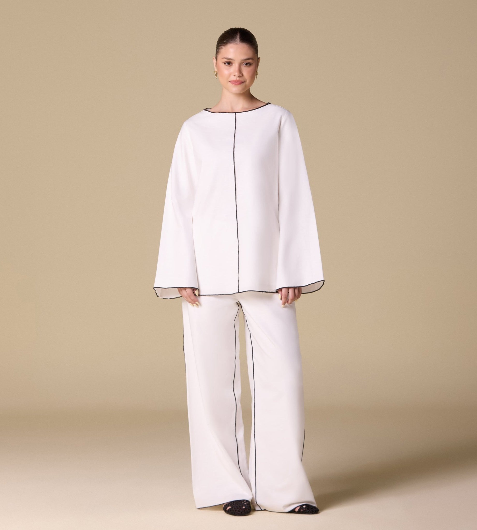 Flared Sleeve Linen Top - shopaleena