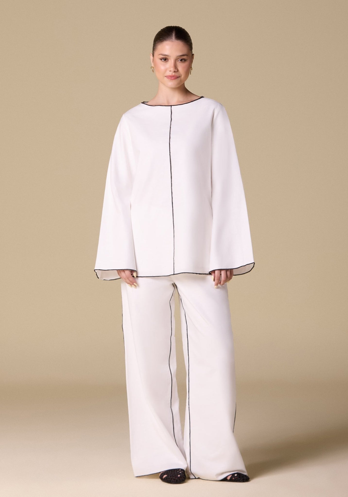 Flared Sleeve Linen Top - shopaleena
