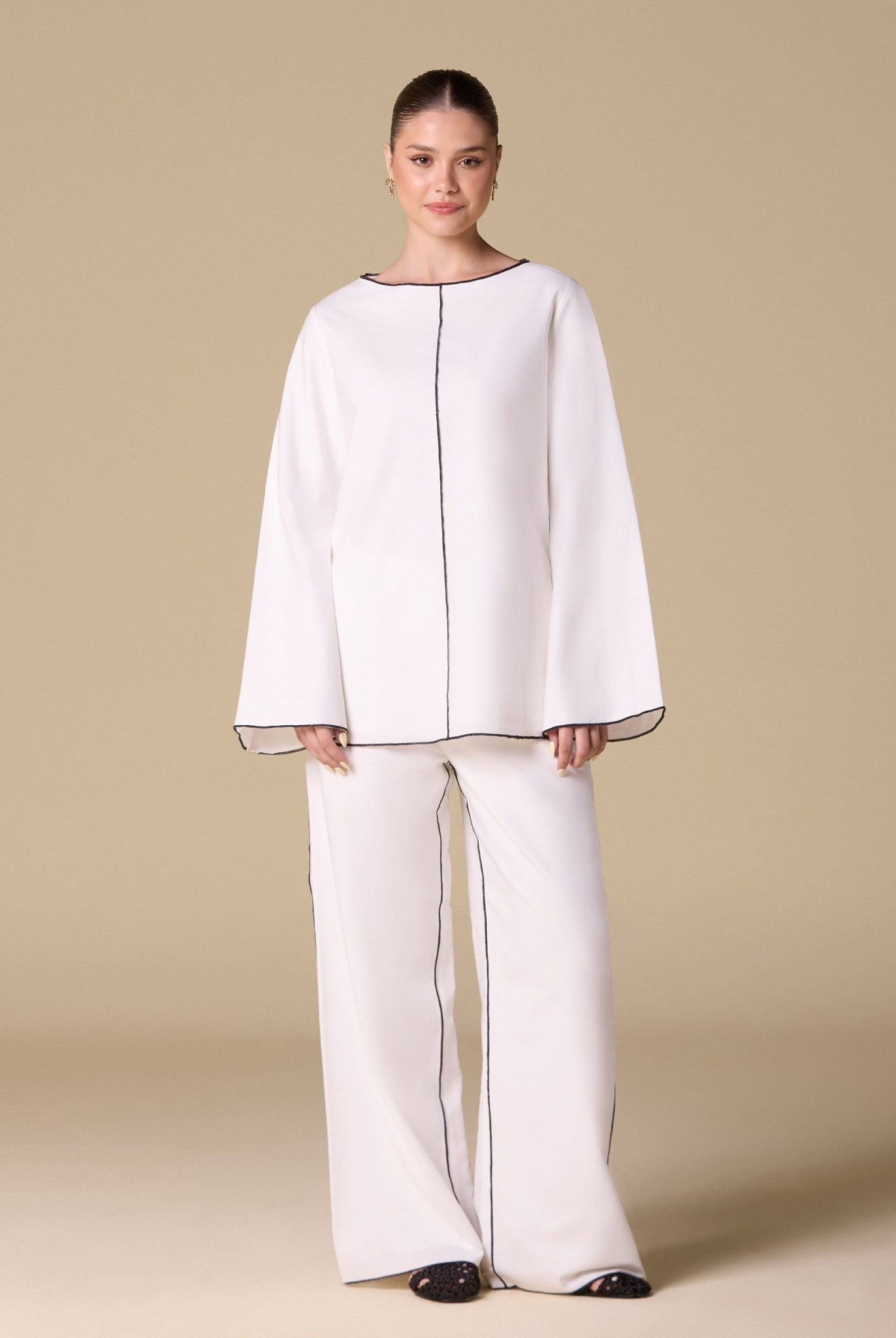 Flared Sleeve Linen Top - shopaleena