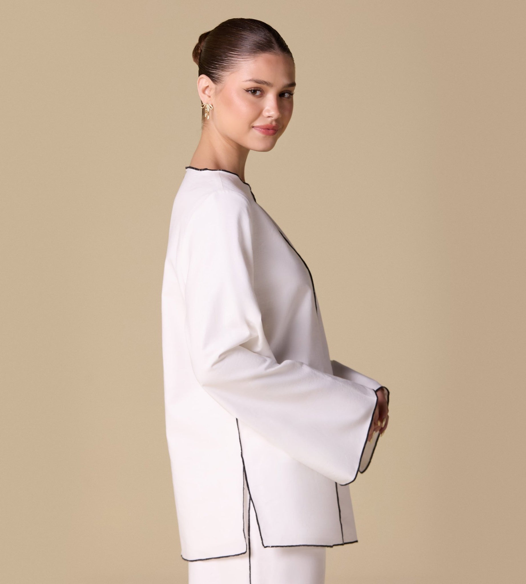 Flared Sleeve Linen Top - shopaleena