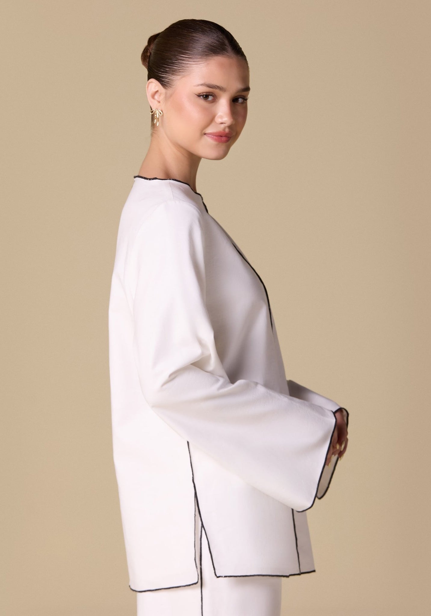 Flared Sleeve Linen Top - shopaleena