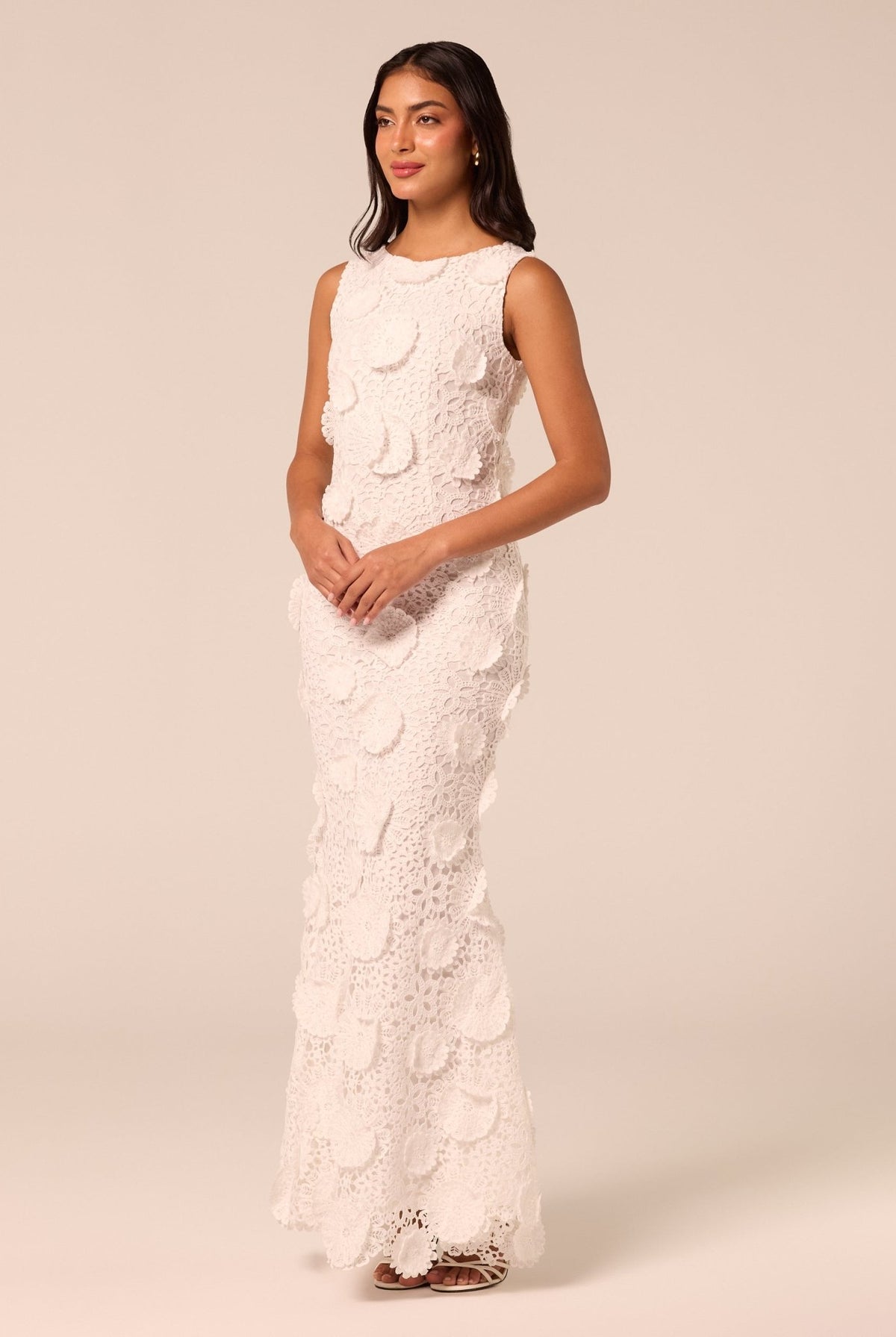 Floral Applique Lace Maxi Dress - shopaleena