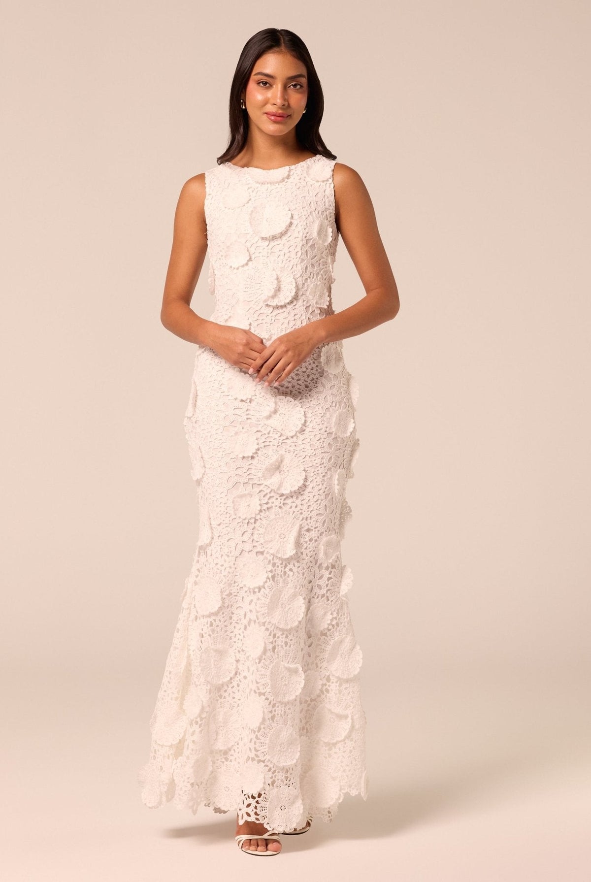 Floral Applique Lace Maxi Dress - shopaleena