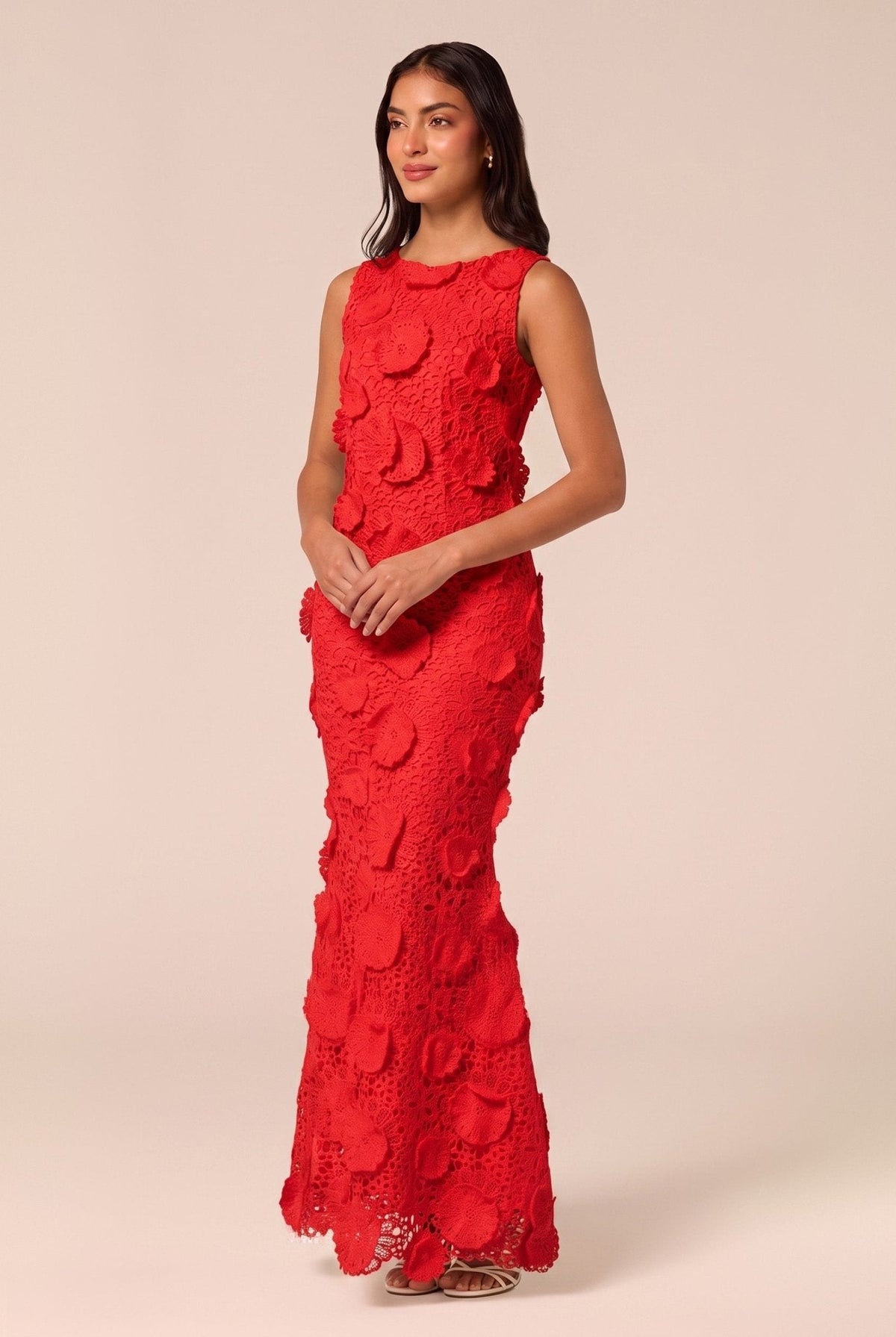 Floral Applique Lace Maxi Dress - shopaleena