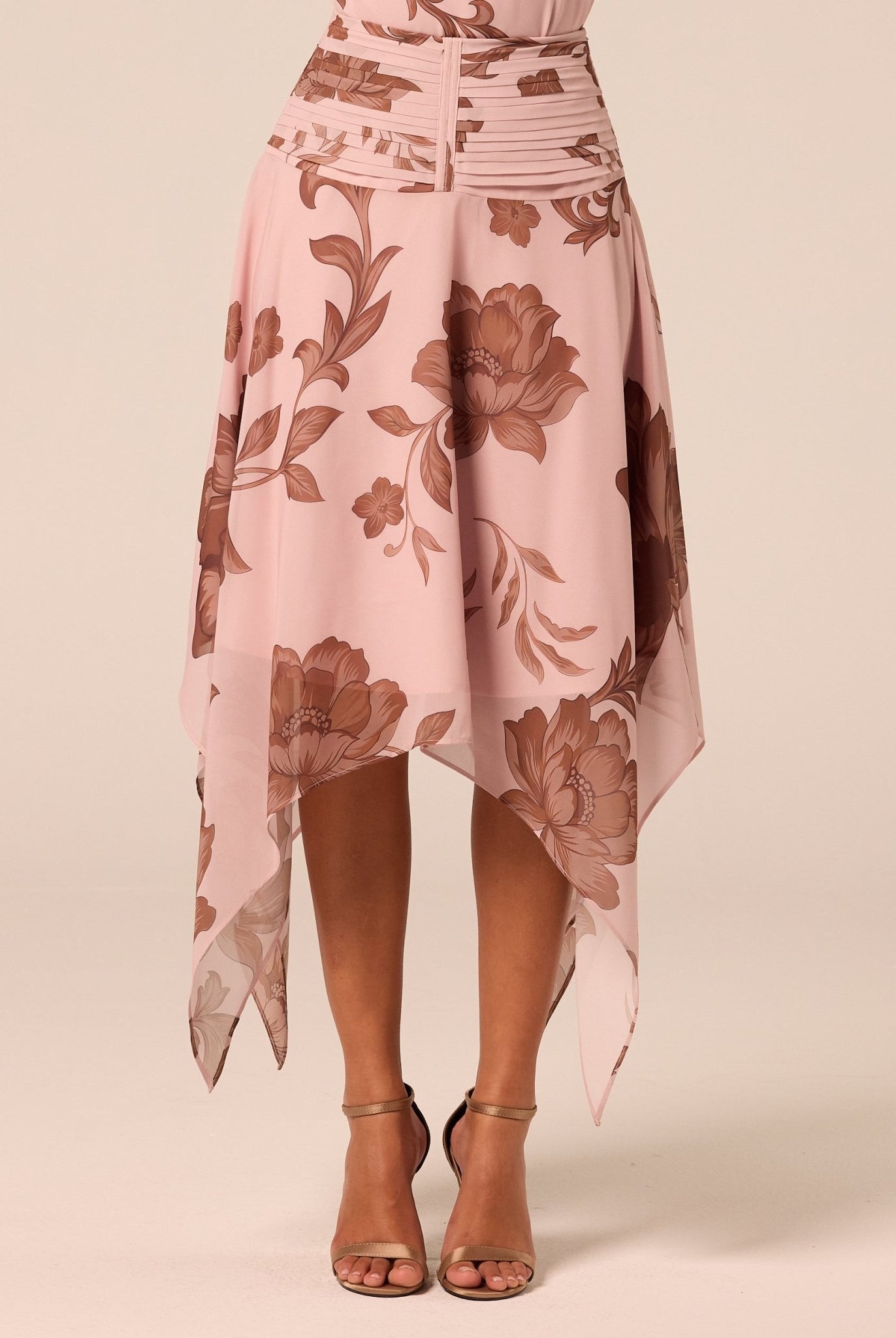 Floral Asymmetric Chiffon Skirt - shopaleena