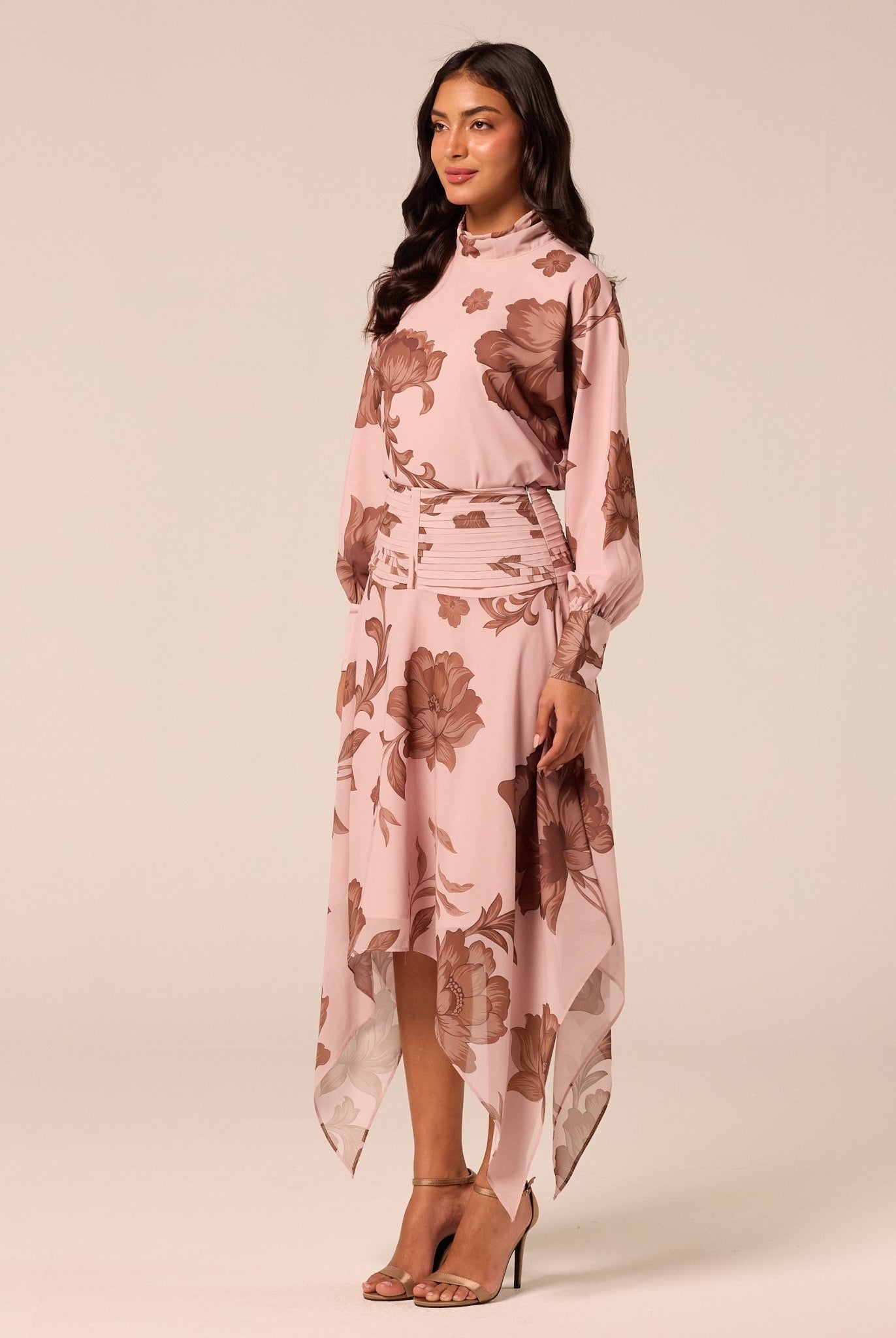 Floral Asymmetric Chiffon Skirt - shopaleena