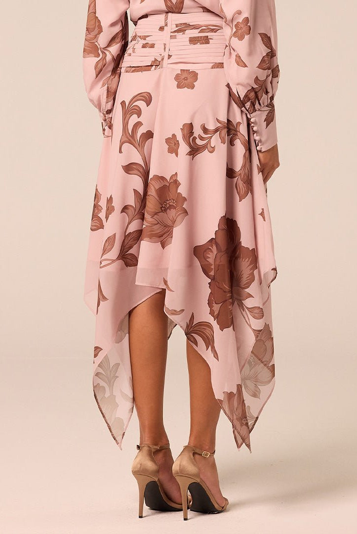 Floral Asymmetric Chiffon Skirt - shopaleena