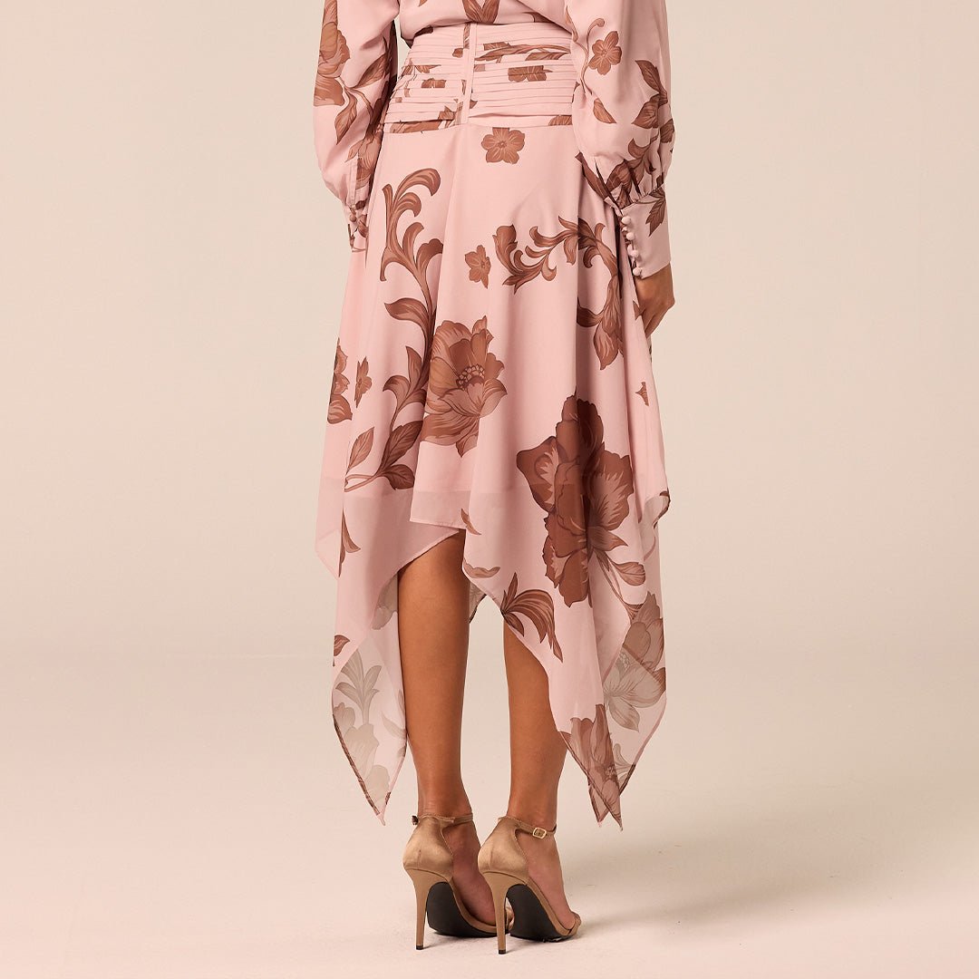 Floral Asymmetric Chiffon Skirt - shopaleena