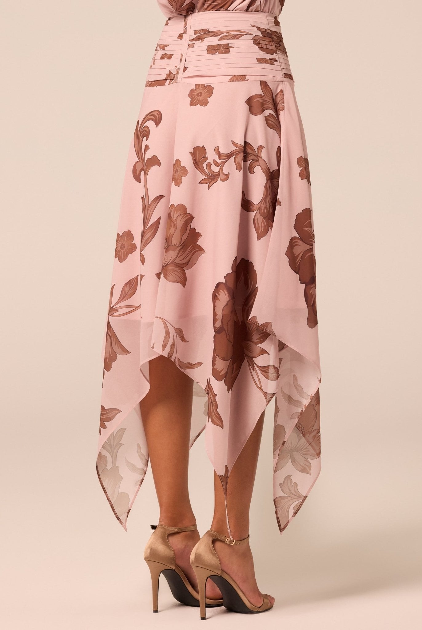 Floral Asymmetric Chiffon Skirt - shopaleena