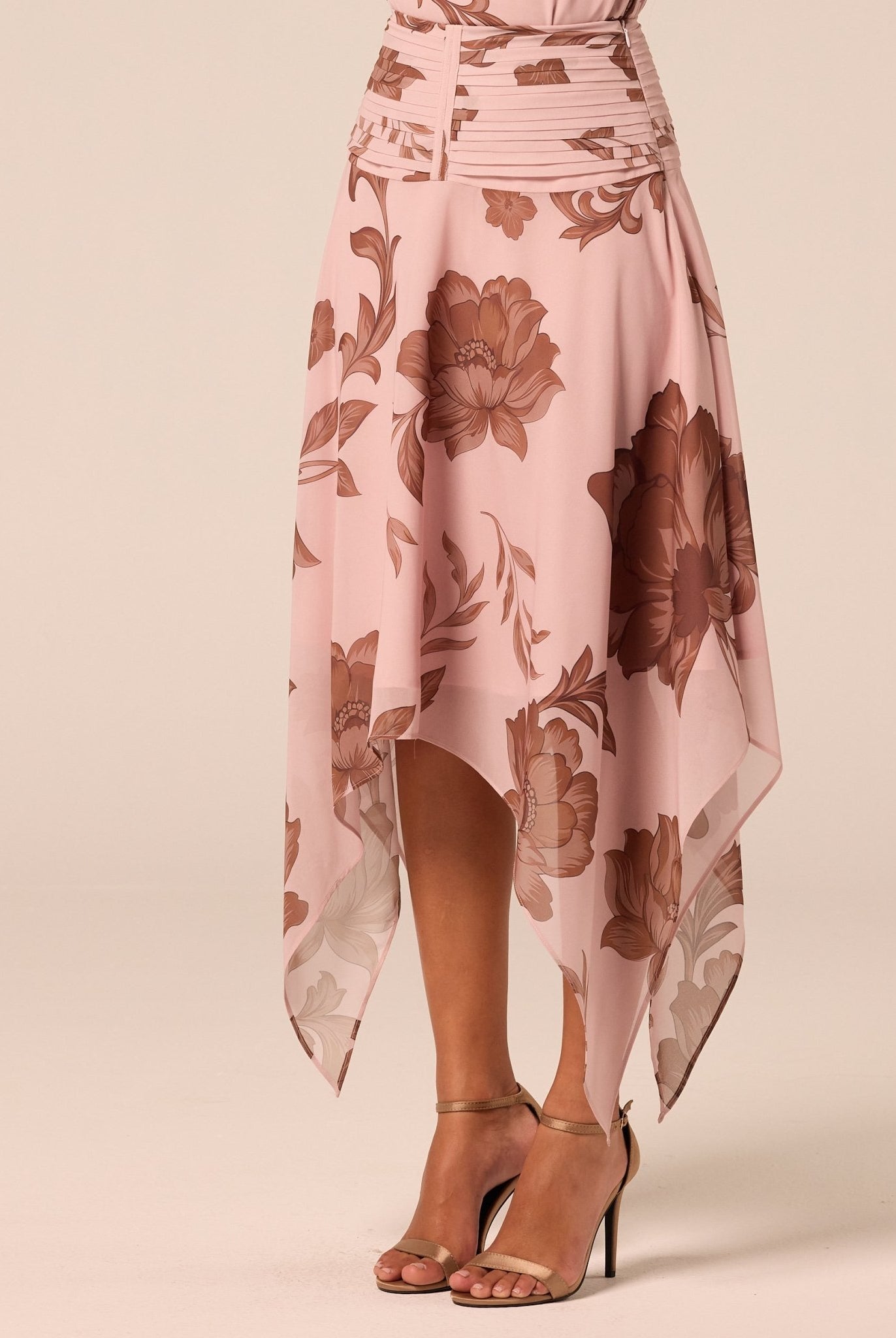Floral Asymmetric Chiffon Skirt - shopaleena