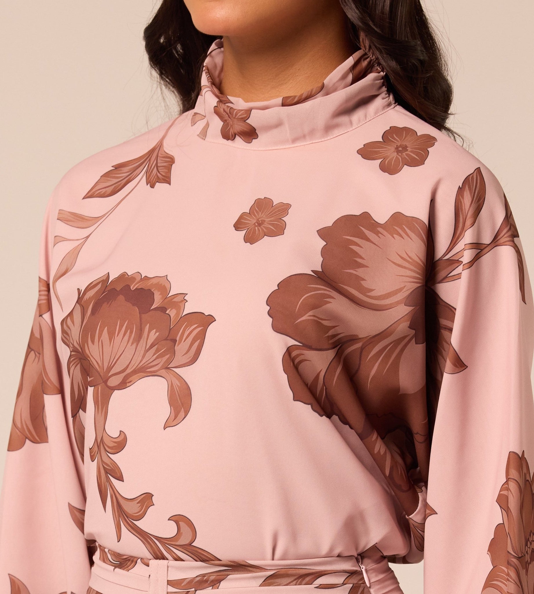 Floral High-Neck Chiffon Blouse - shopaleena