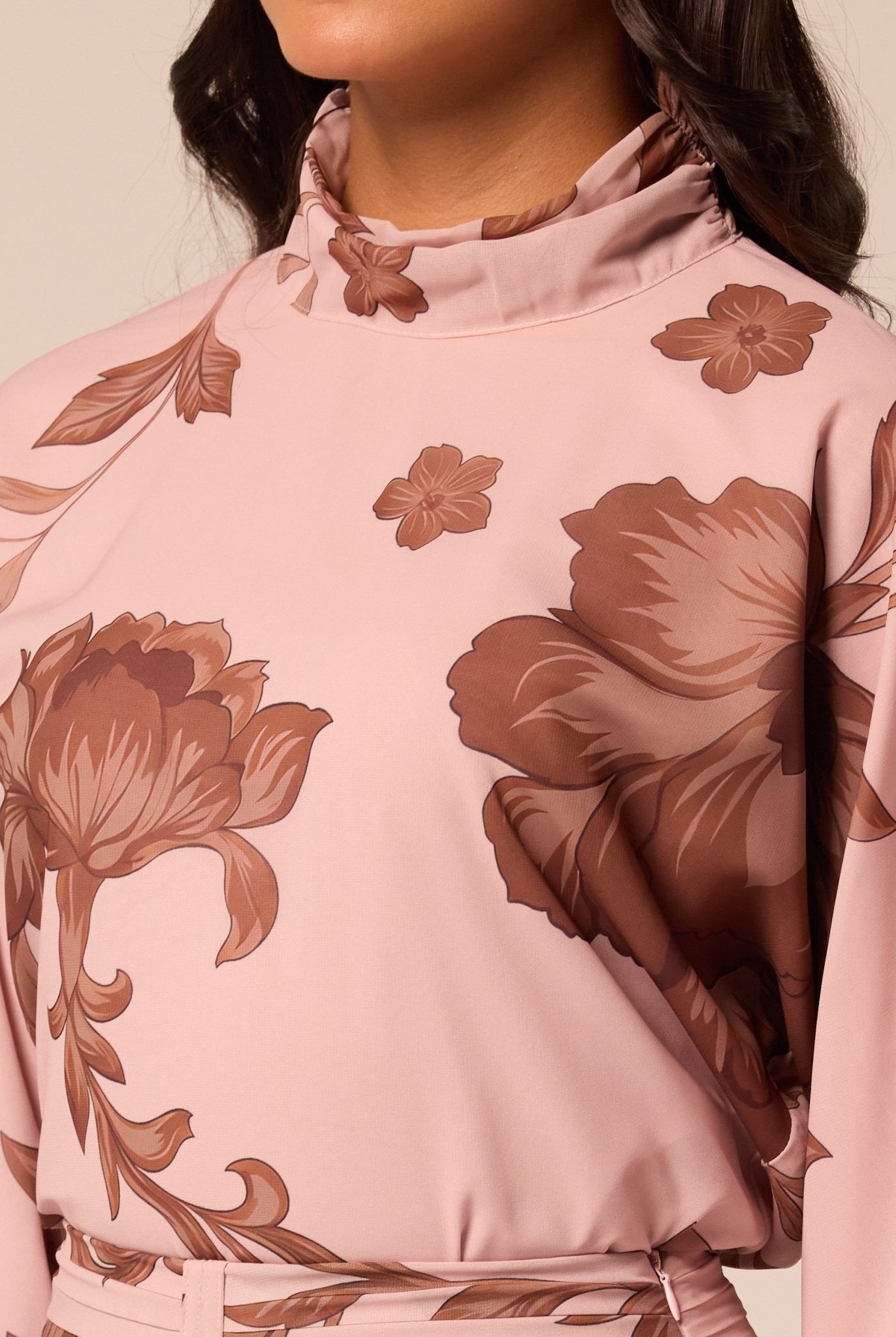 Floral High-Neck Chiffon Blouse - shopaleena