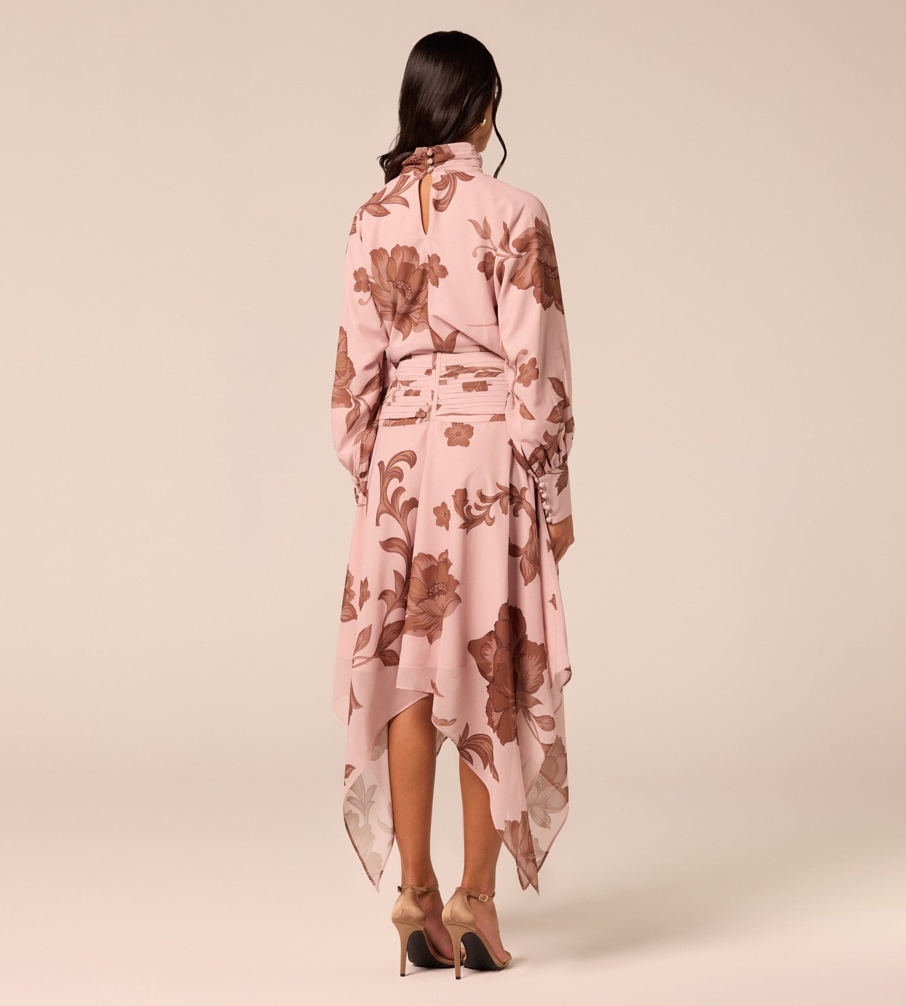 Floral High-Neck Chiffon Blouse - shopaleena