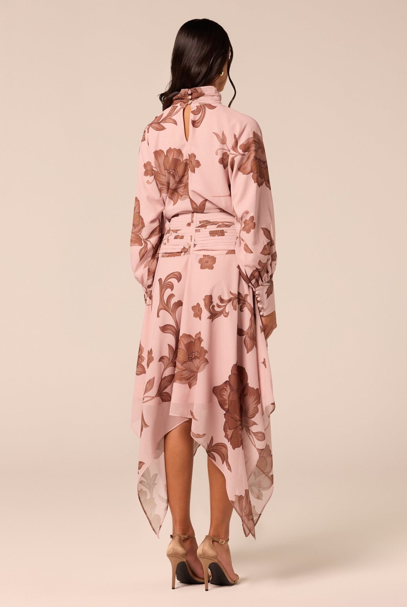 Floral High-Neck Chiffon Blouse - shopaleena
