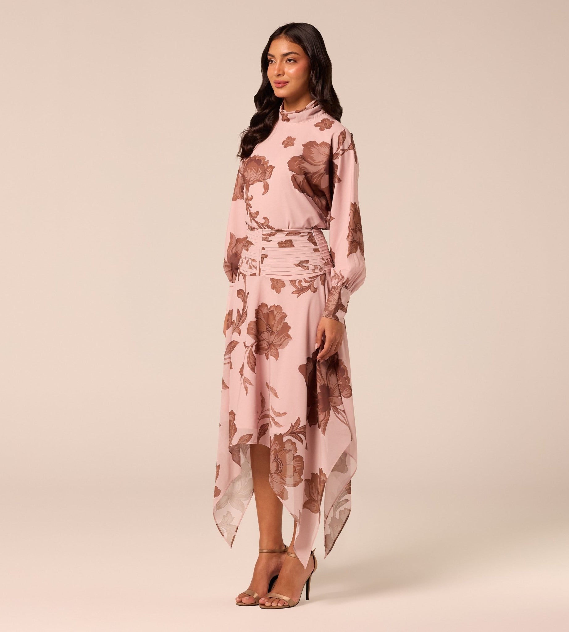 Floral High-Neck Chiffon Blouse - shopaleena