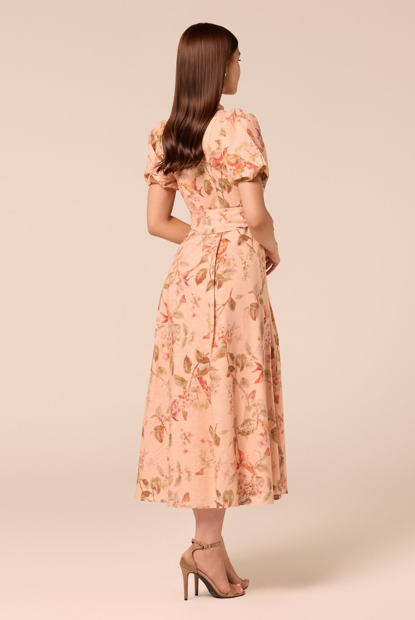Floral Puff Sleeve Midi Dress - shopaleena