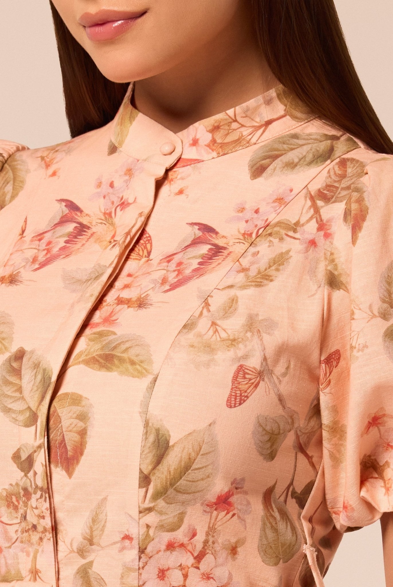 Floral Puff Sleeve Midi Dress - shopaleena