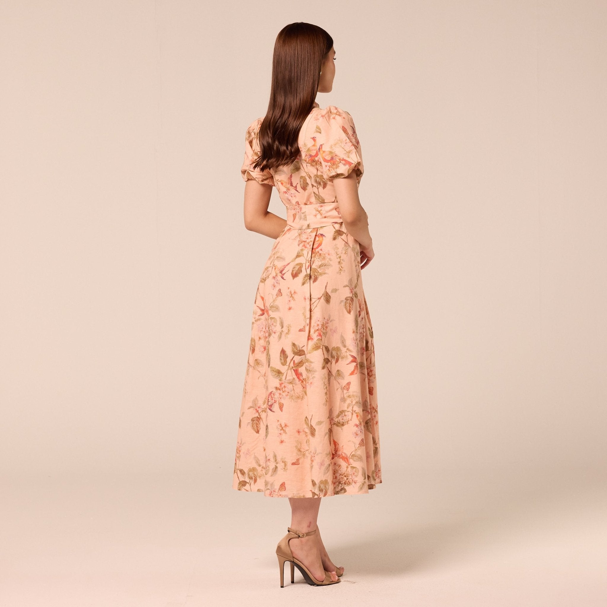 Floral Puff Sleeve Midi Dress - shopaleena