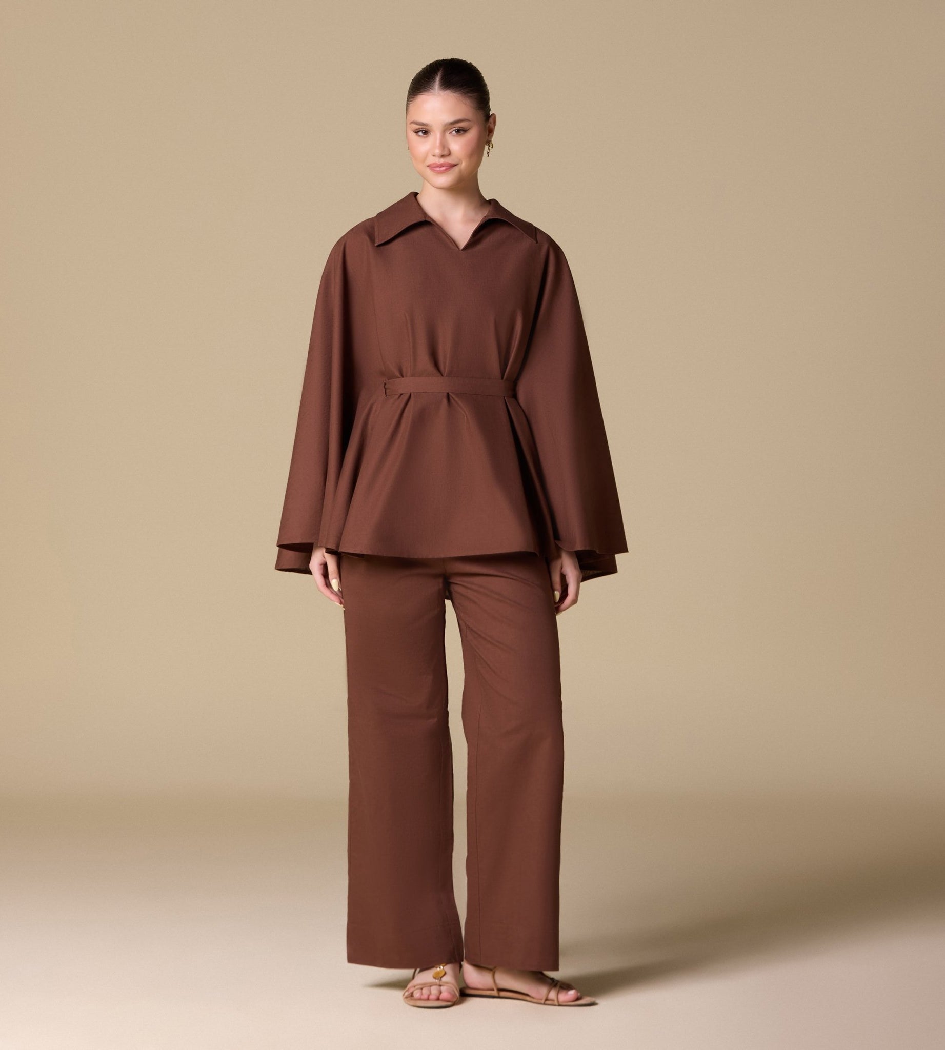 Flowy long sleeve linen top - shopaleena