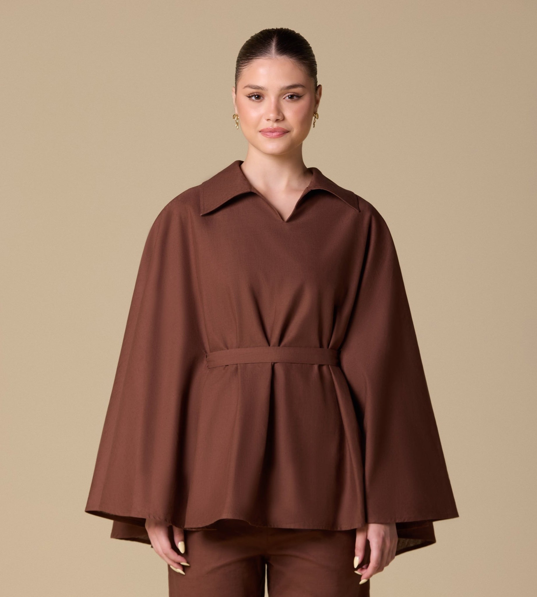 Flowy long sleeve linen top - shopaleena