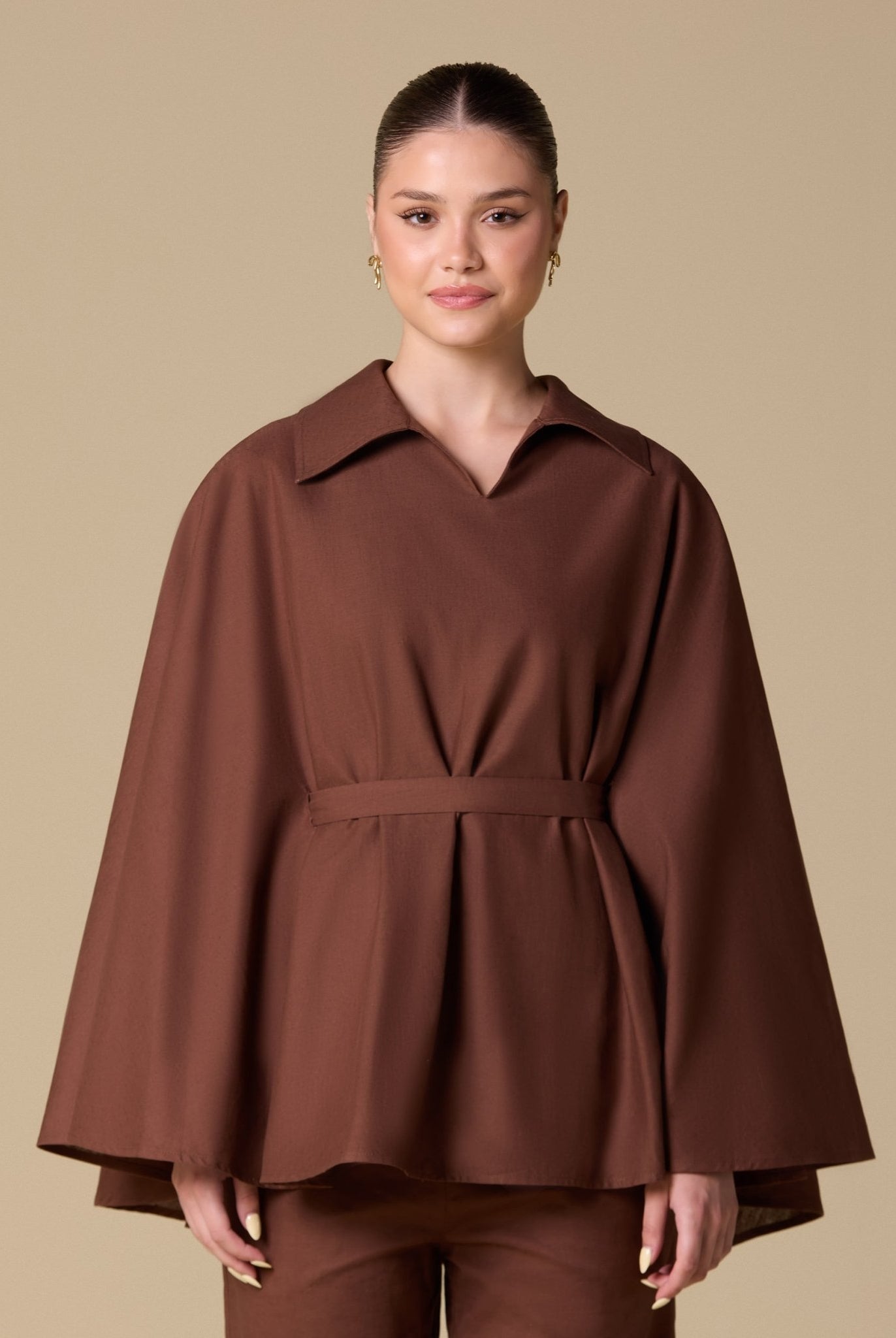 Flowy long sleeve linen top - shopaleena