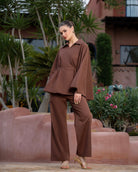 Flowy long sleeve linen top - shopaleena