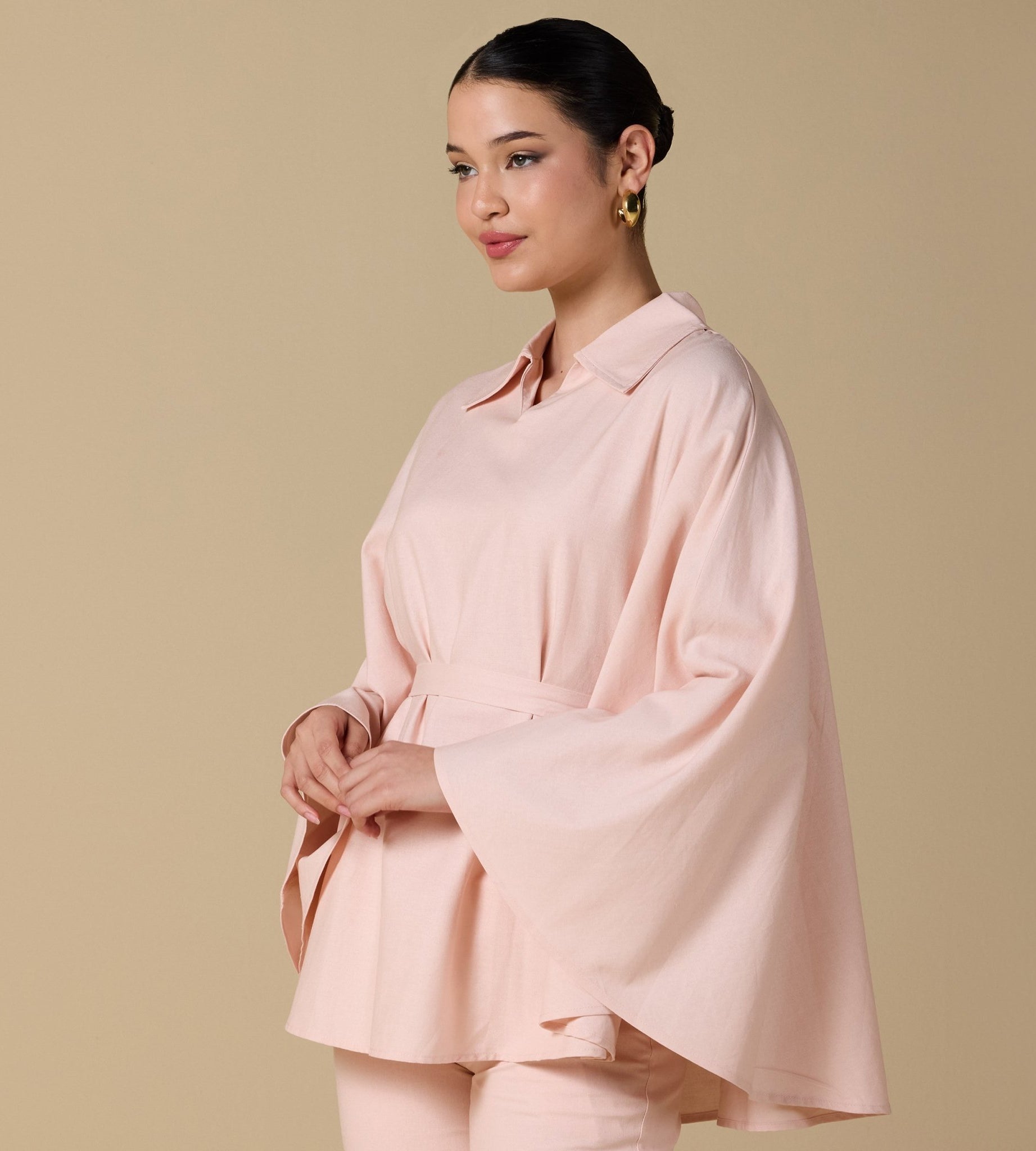 Flowy long sleeve linen top - shopaleena