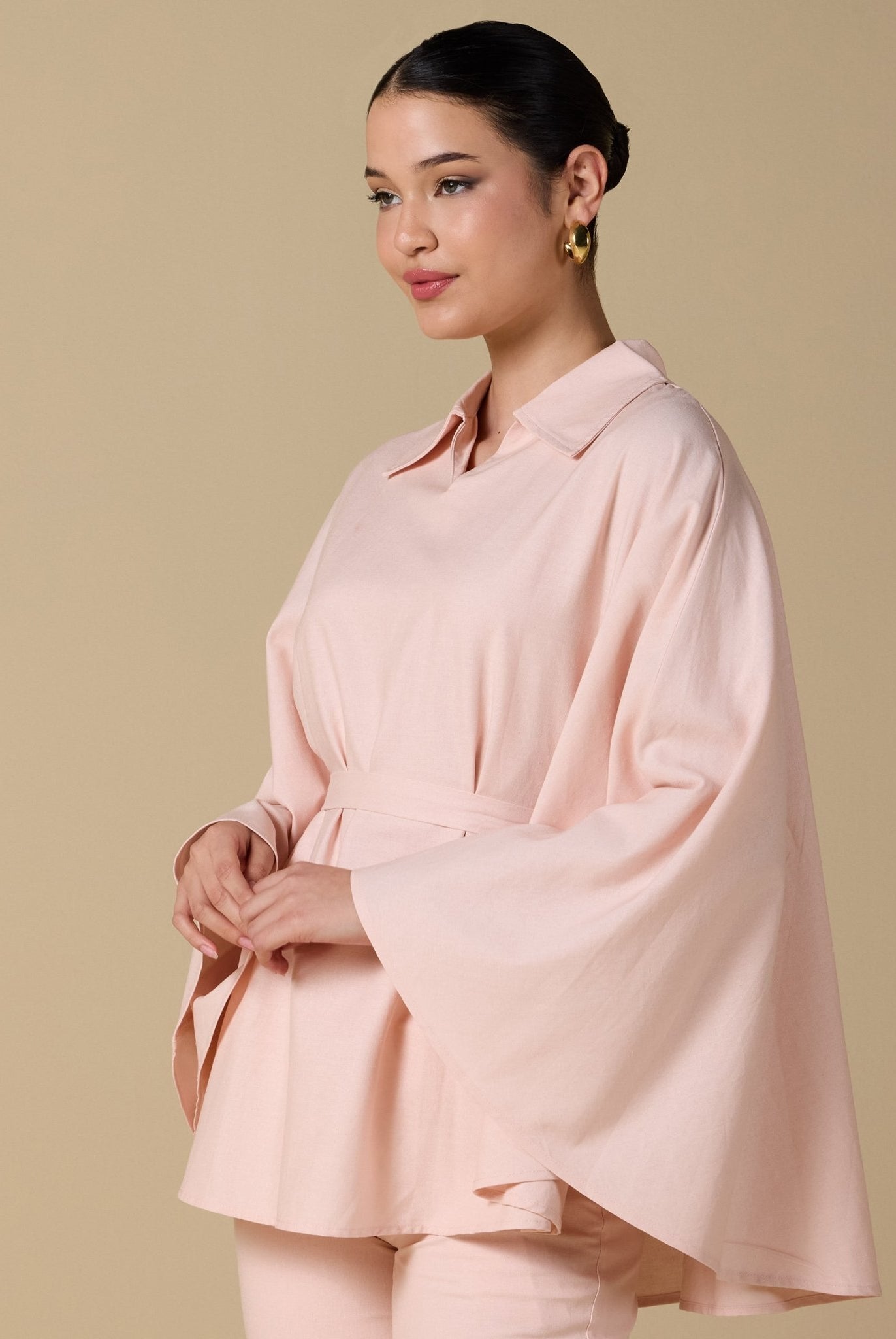 Flowy long sleeve linen top - shopaleena