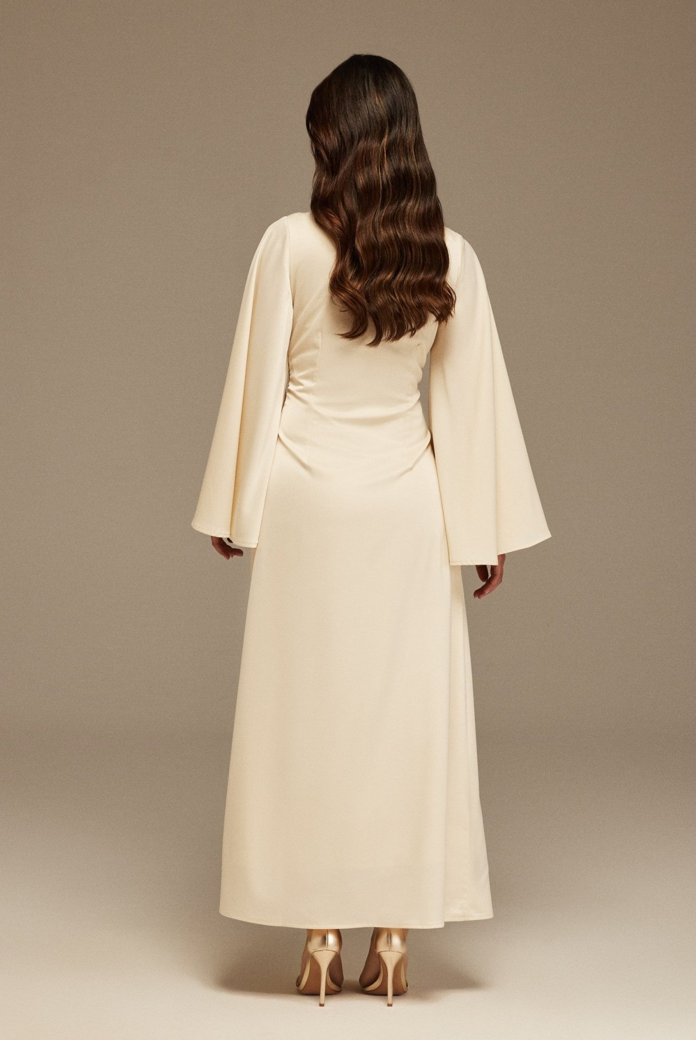 Flowy sleeves Ankle Length Dress - shopaleena