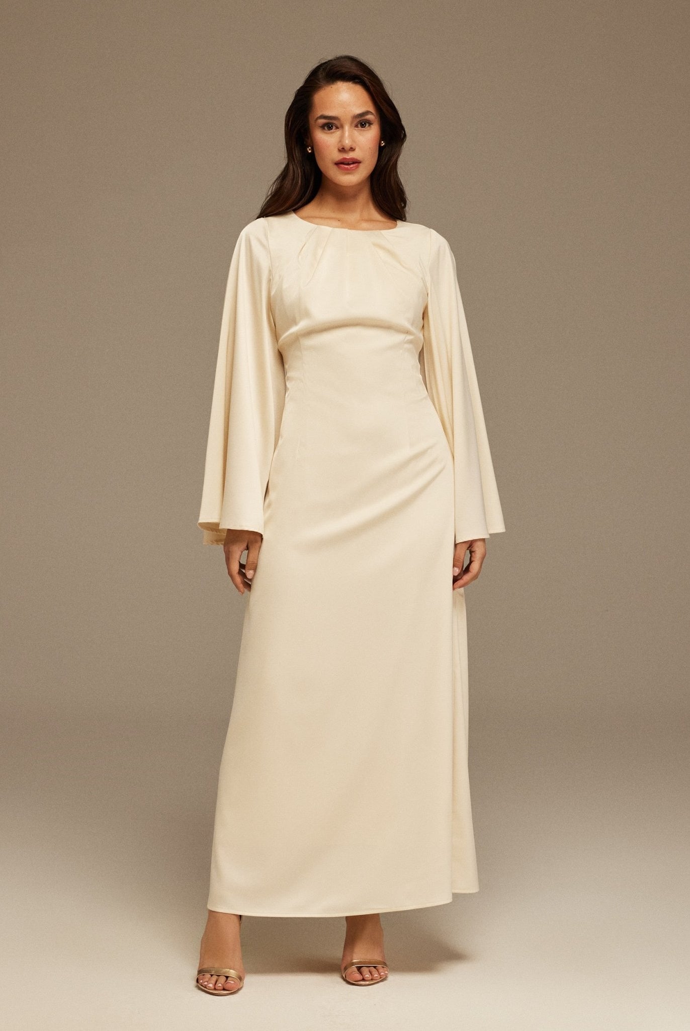 Flowy sleeves Ankle Length Dress - shopaleena