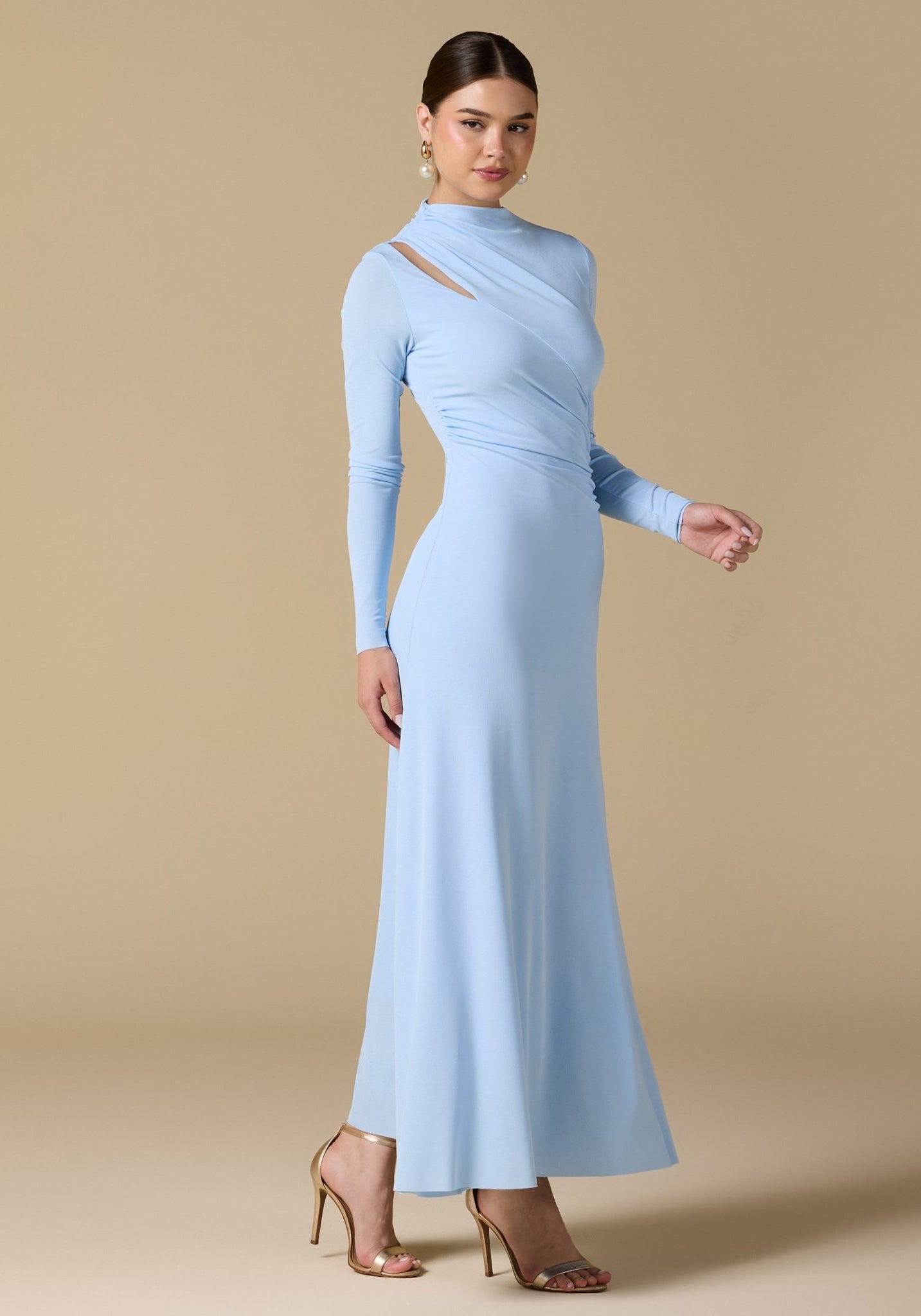 Gathered Chest Flare Midi Dress - shopaleena