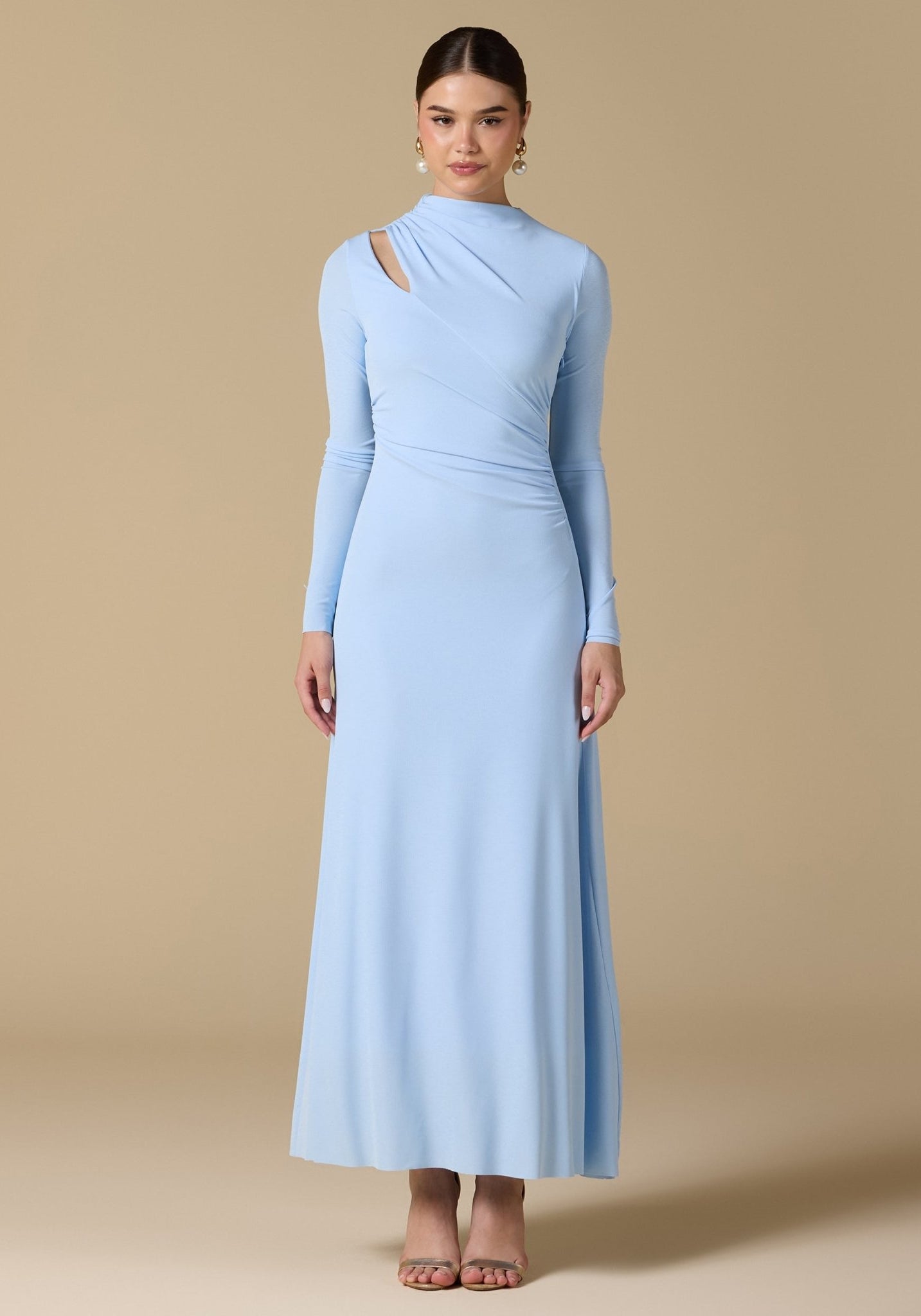 Gathered Chest Flare Midi Dress - shopaleena