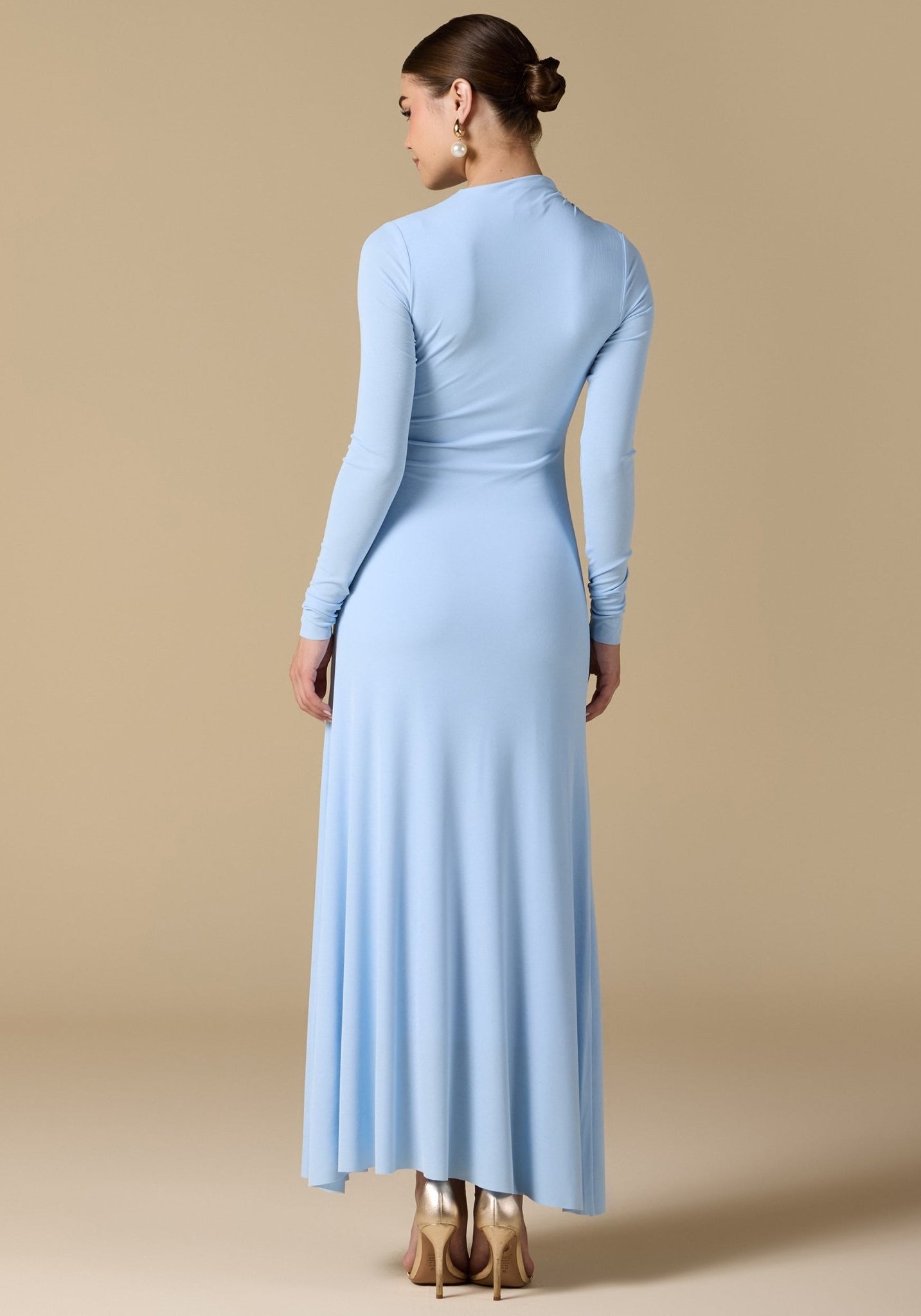Gathered Chest Flare Midi Dress - shopaleena