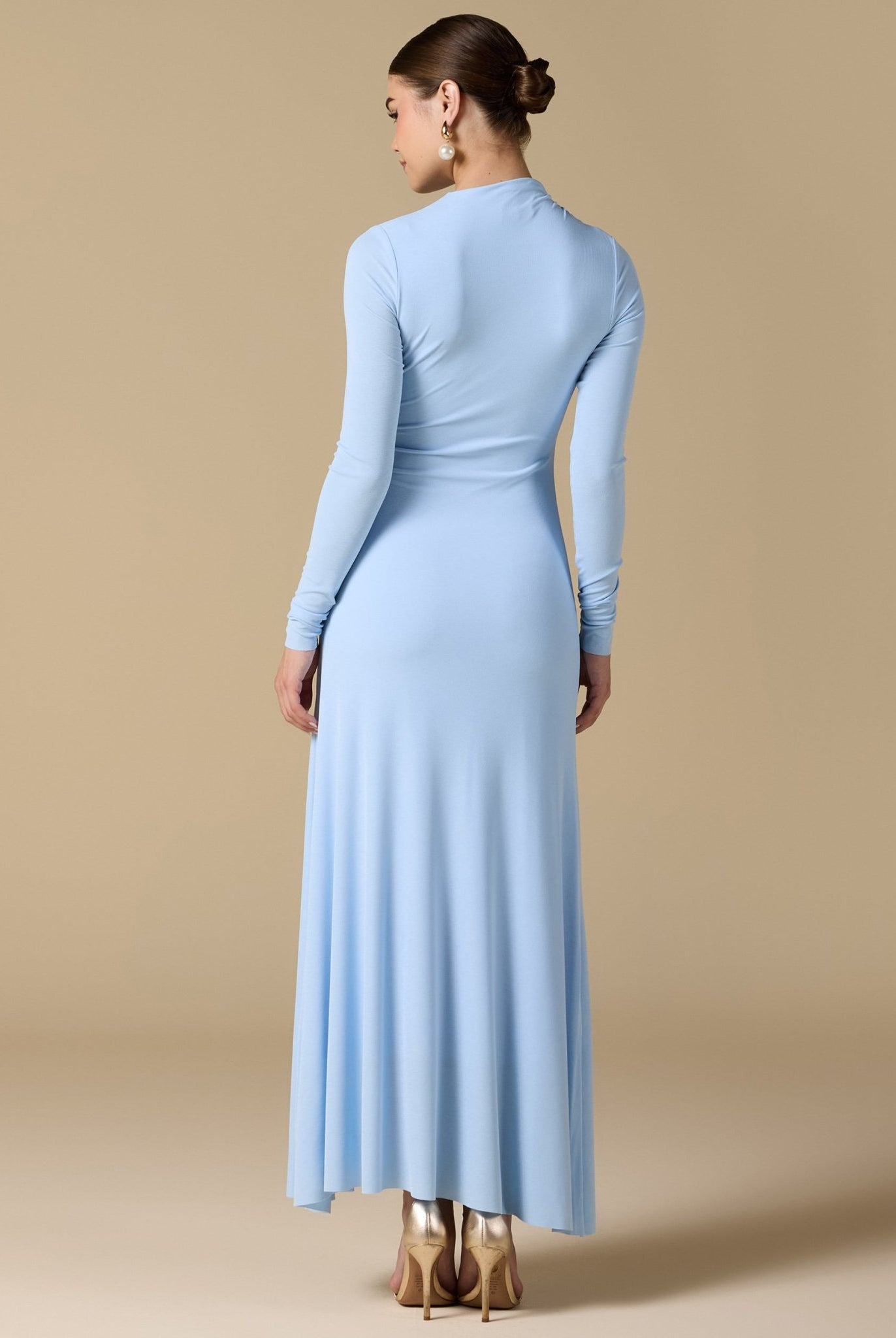 Gathered Chest Flare Midi Dress - shopaleena