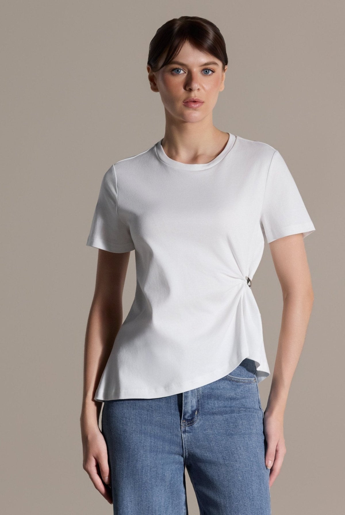 Gathered Side Cotton Blouse - shopaleena