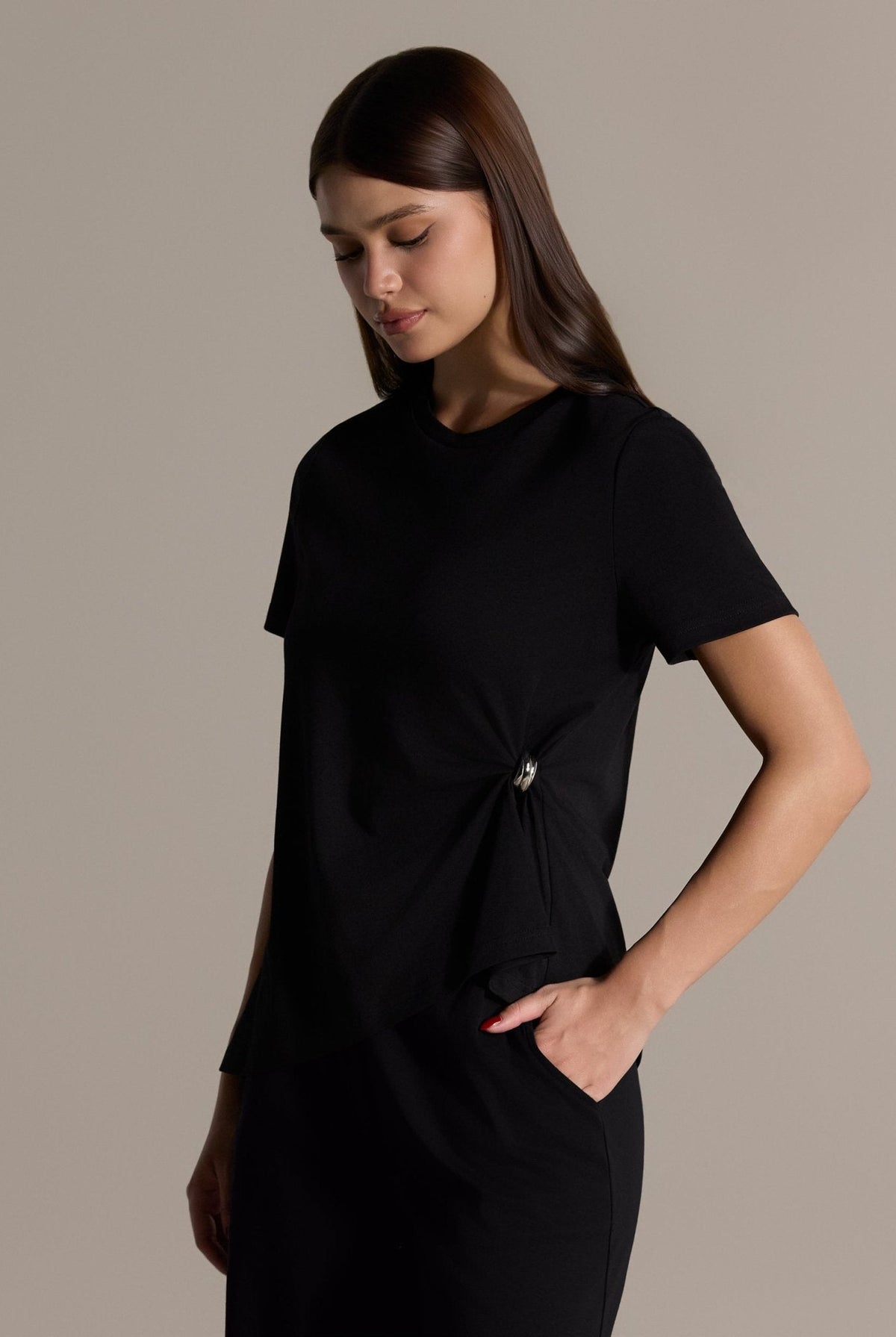 Gathered Side Cotton Blouse - shopaleena