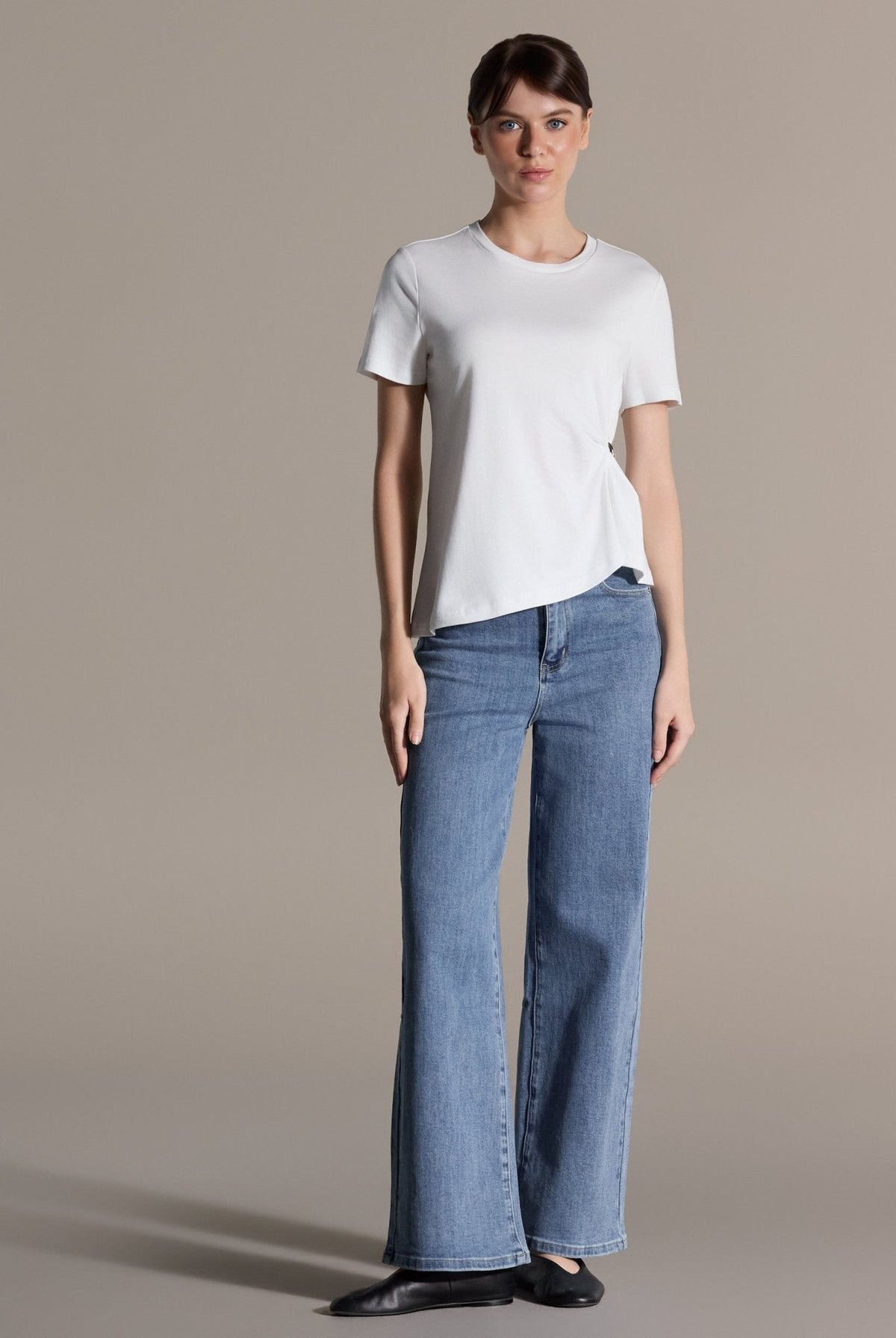 Gathered Side Cotton Blouse - shopaleena