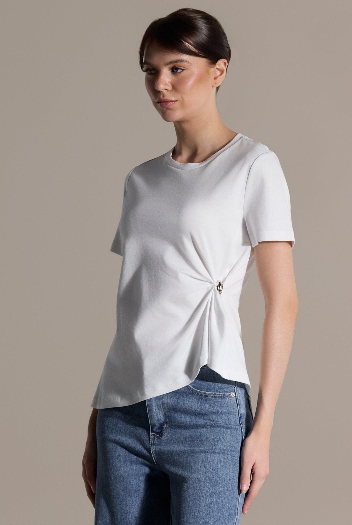 Gathered Side Cotton Blouse - shopaleena