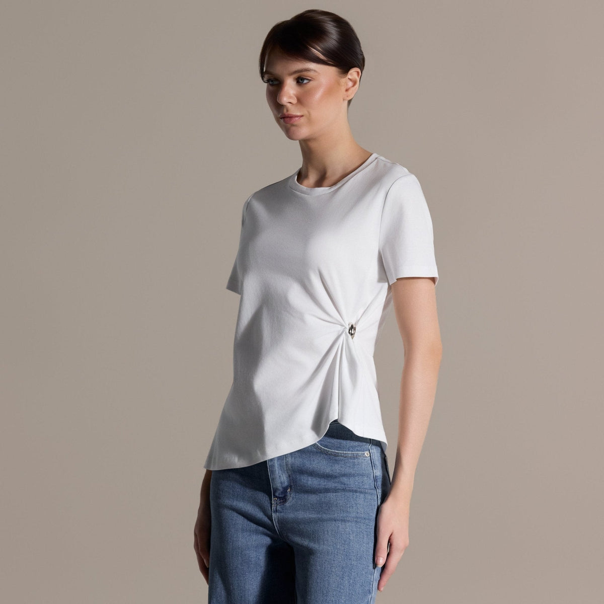 Gathered Side Cotton Blouse - shopaleena