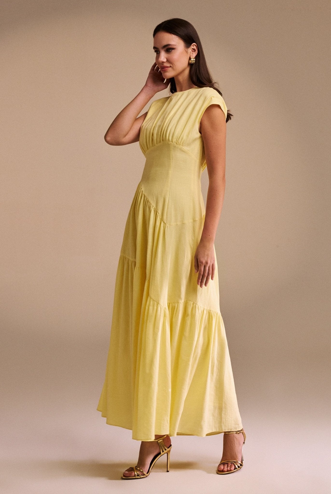 Gathered Waist A - Line Maxi Dress - shopaleena