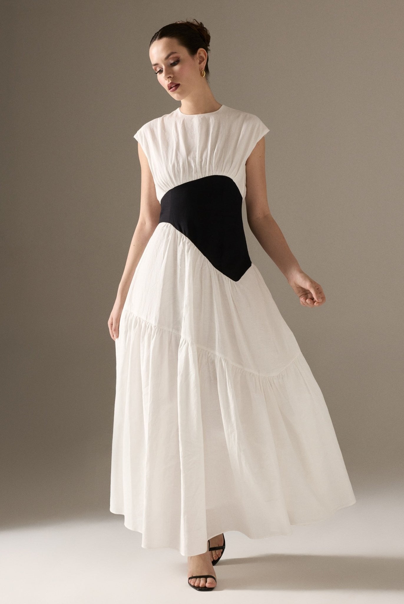 Gathered Waist A - Line Maxi Dress - shopaleena