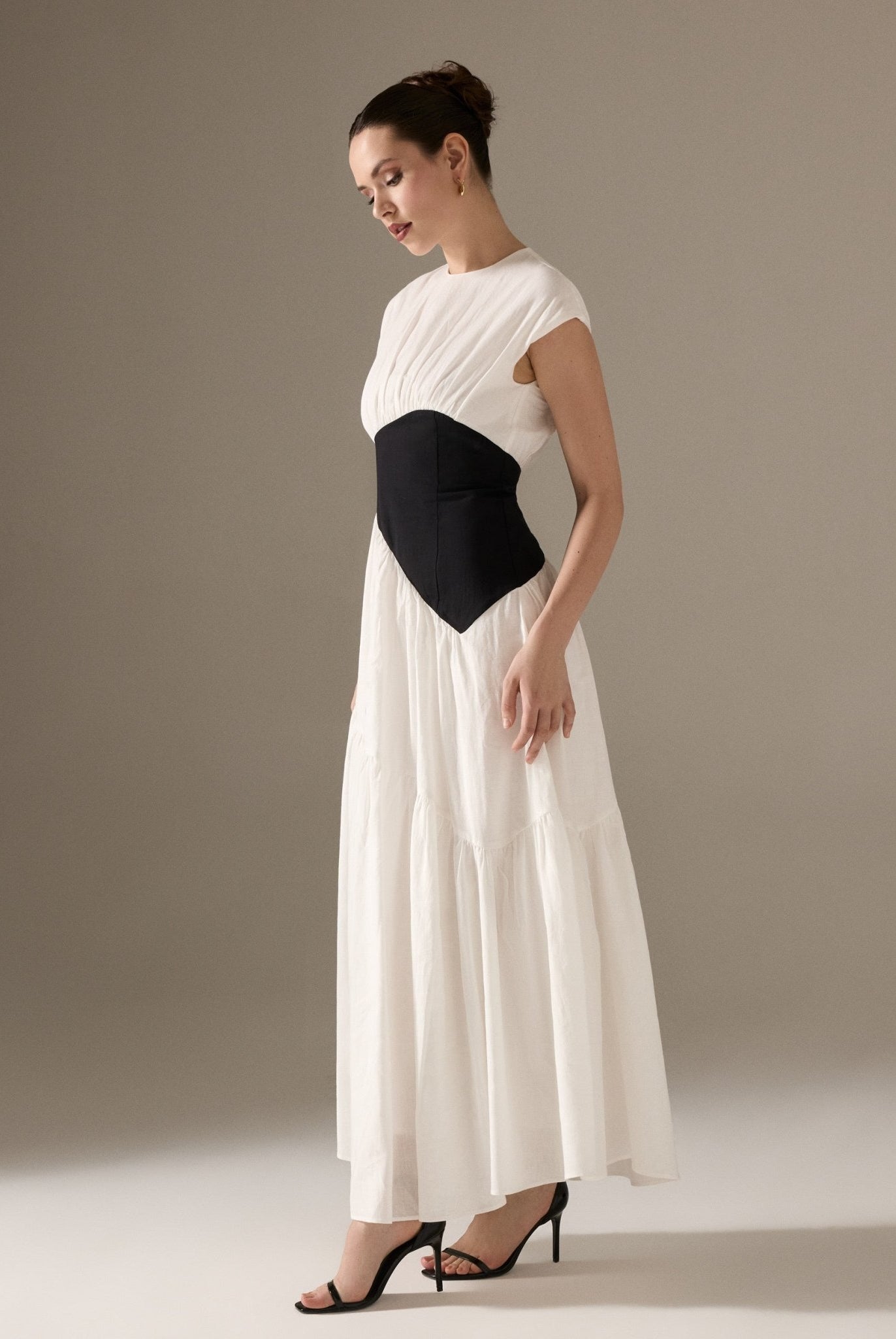 Gathered Waist A - Line Maxi Dress - shopaleena