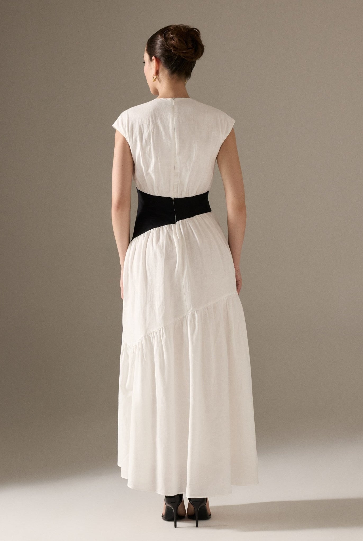 Gathered Waist A - Line Maxi Dress - shopaleena