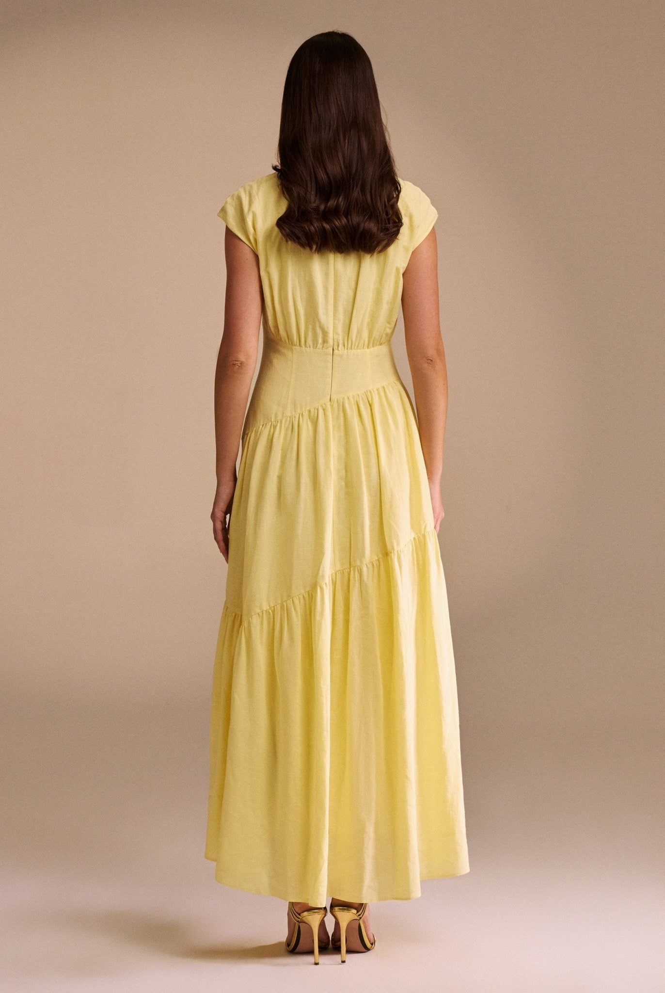 Gathered Waist A - Line Maxi Dress - shopaleena