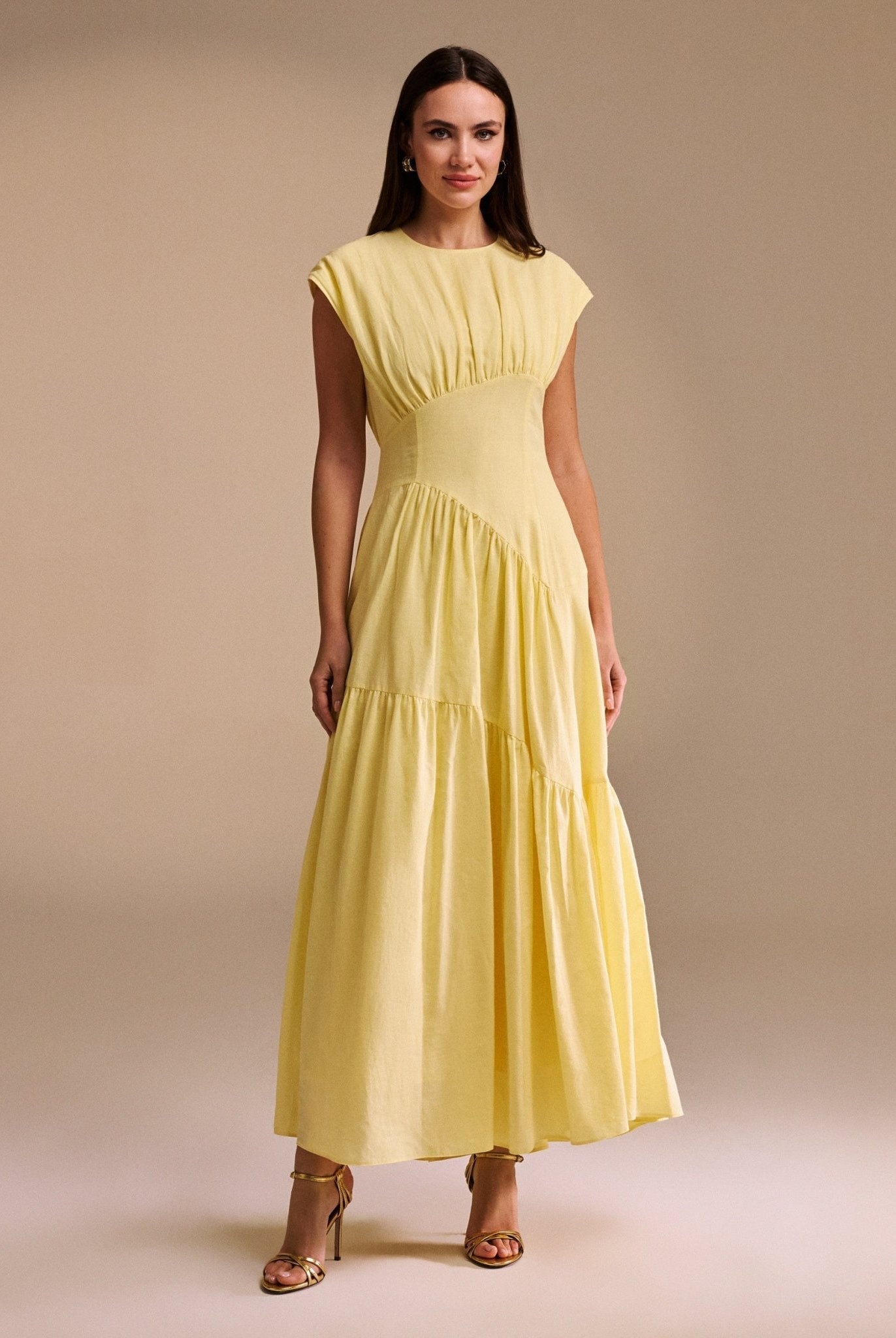 Gathered Waist A - Line Maxi Dress - shopaleena